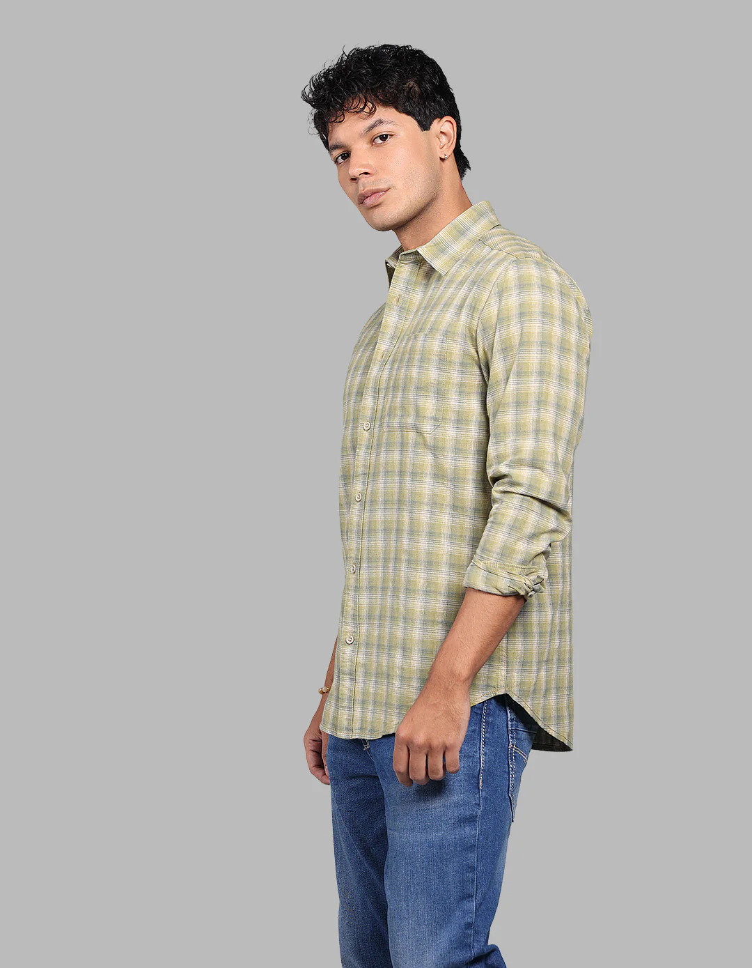 Green Full Sleeve Check Shirt - Image 3