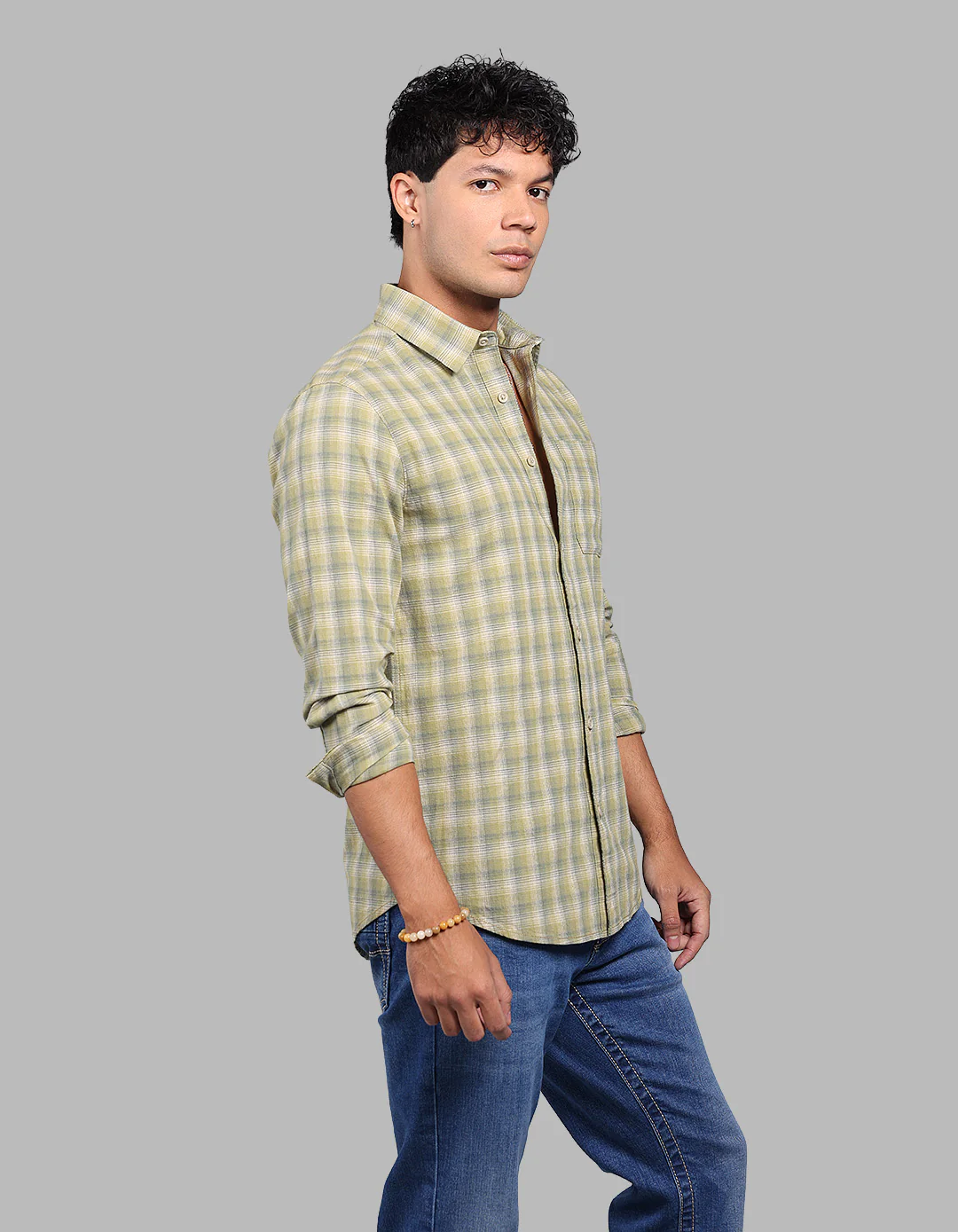 Green Full Sleeve Check Shirt - Image 4