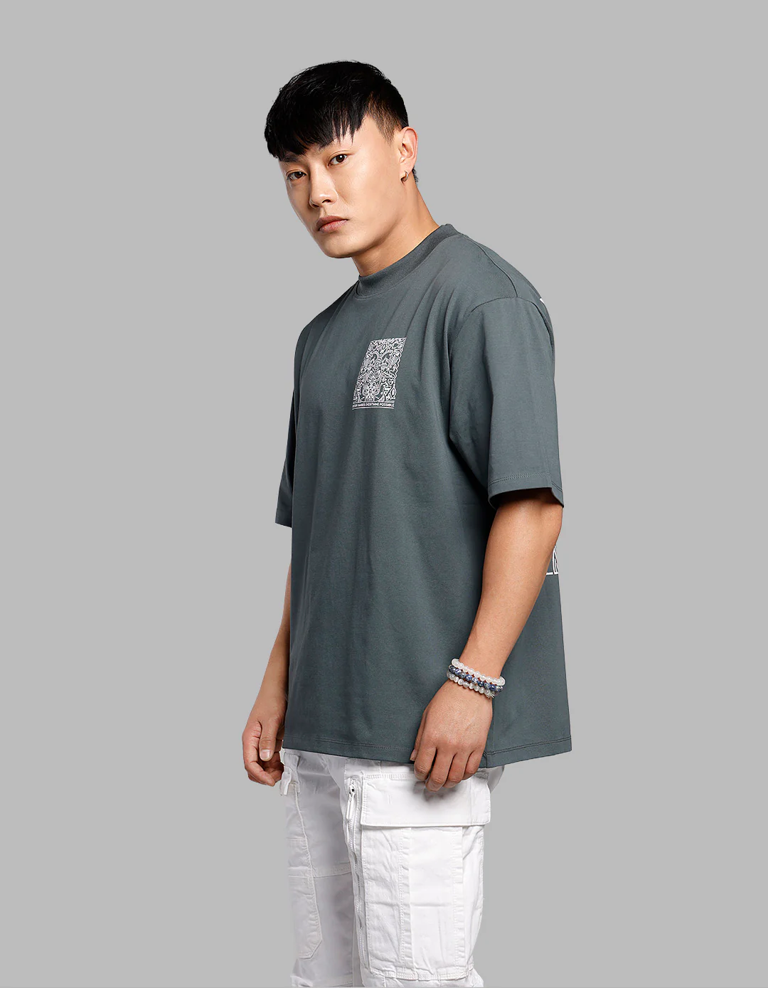 Green Half Sleeves Oversize Tee - Image 3