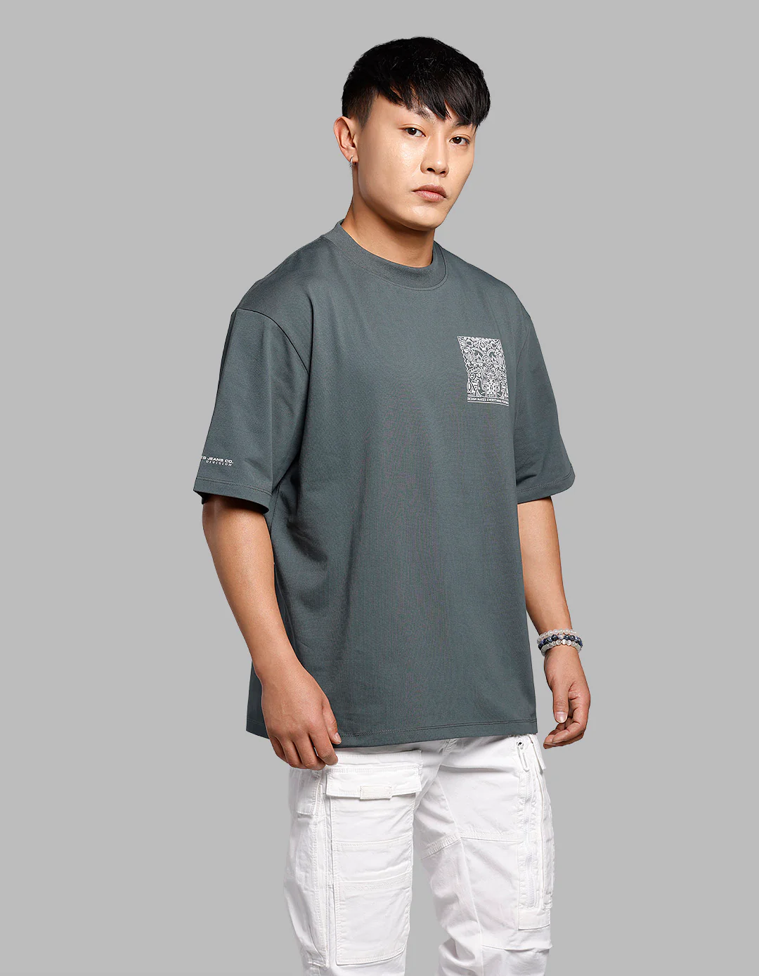 Green Half Sleeves Oversize Tee - Image 4