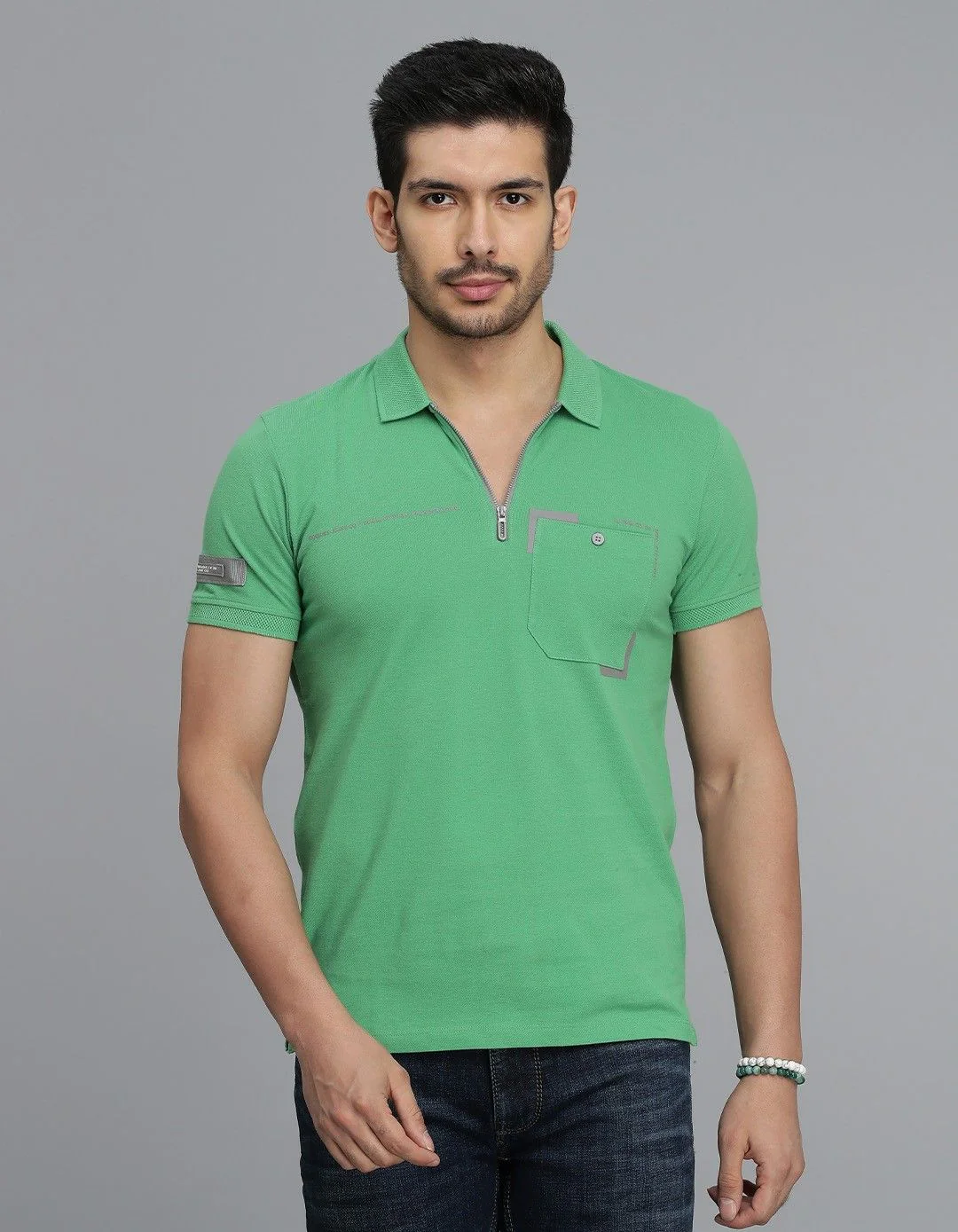 Green Half Sleeves Pique Polo Tee