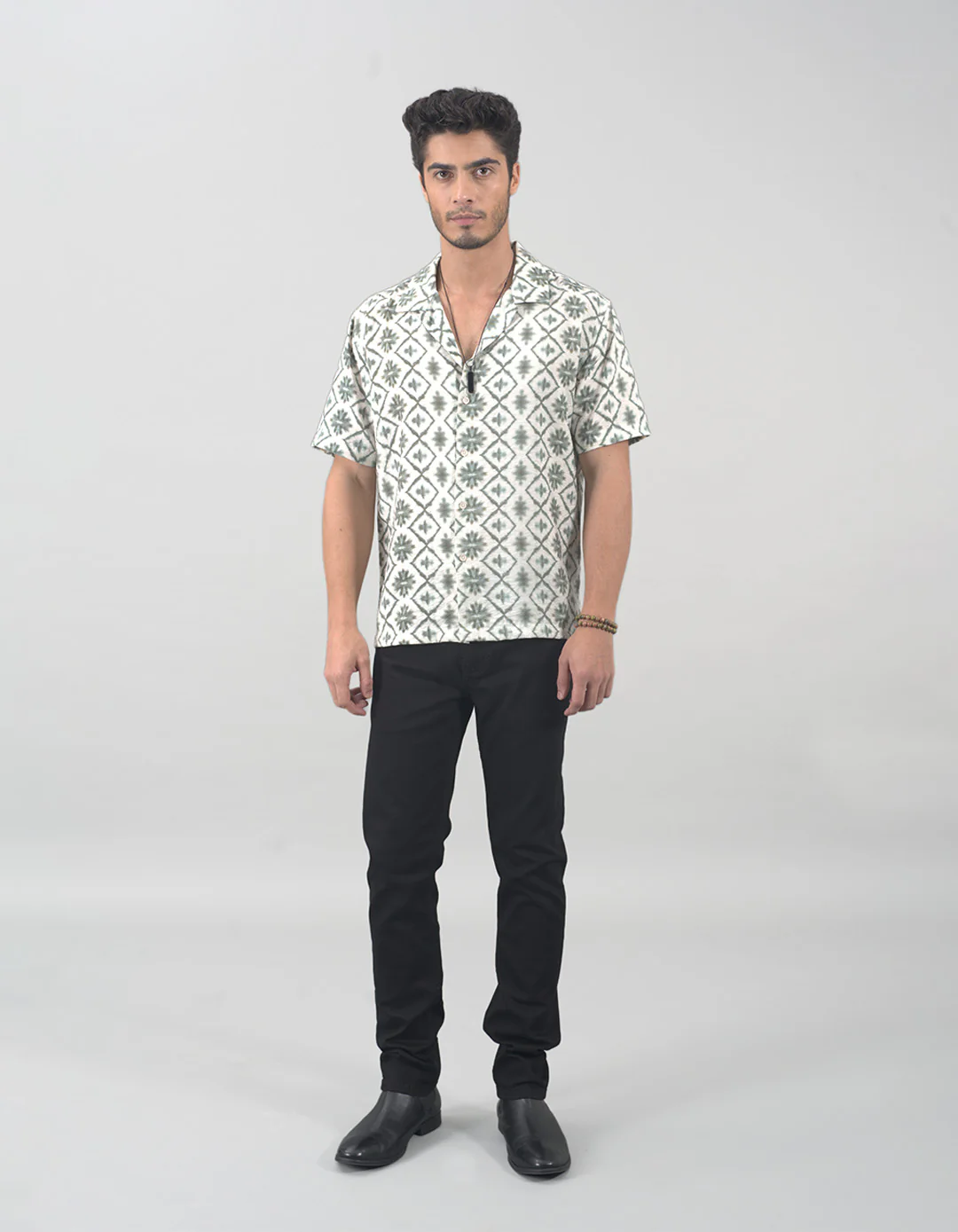Green Half Sleeves Printed Shirt - Image 2