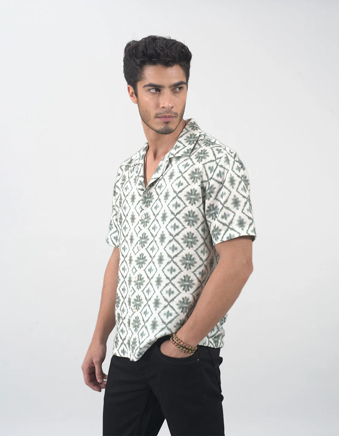 Green Half Sleeves Printed Shirt - Image 5