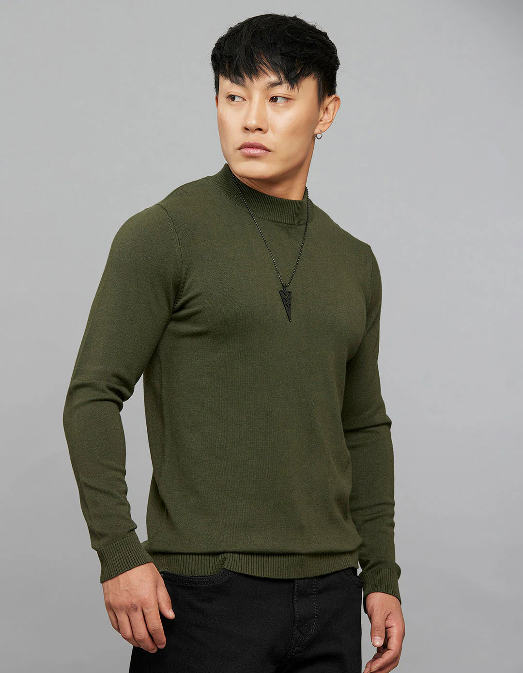 Green Round Neck Full Sleeves Flatknit - Image 4