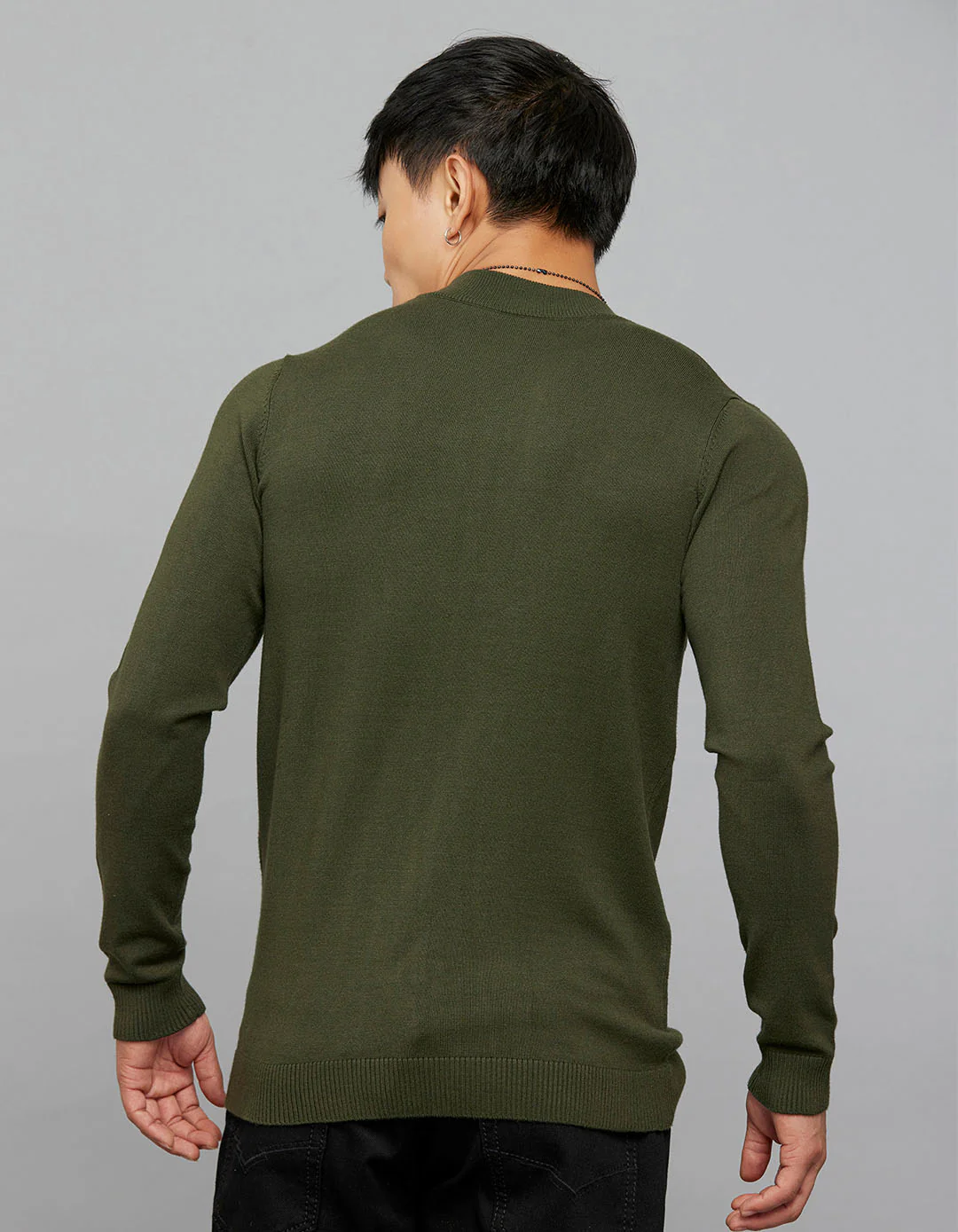 Green Round Neck Full Sleeves Flatknit - Image 6