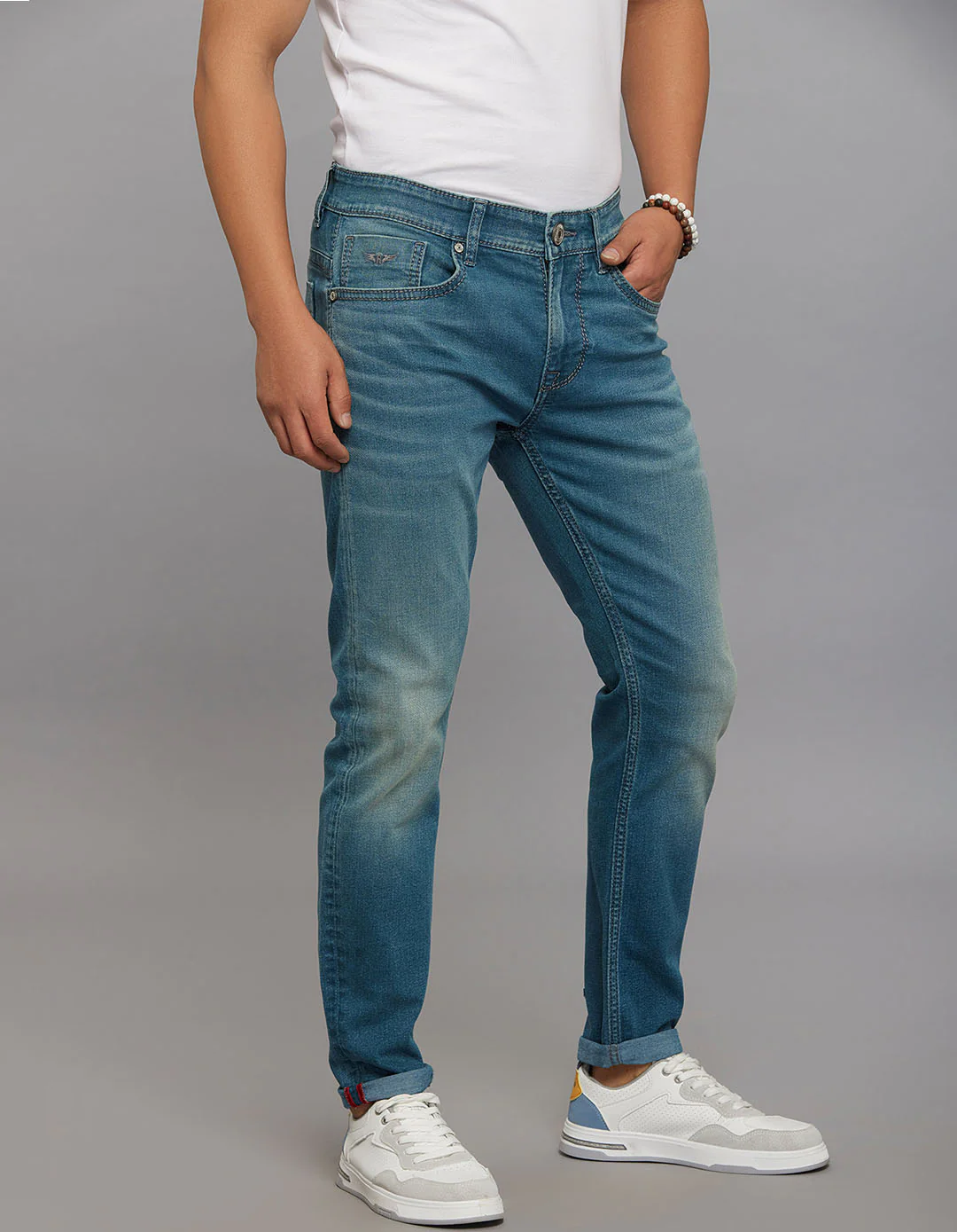 Greenish 5 Pocket Low-Rise Ankle Length Stretch Jeans - Image 4