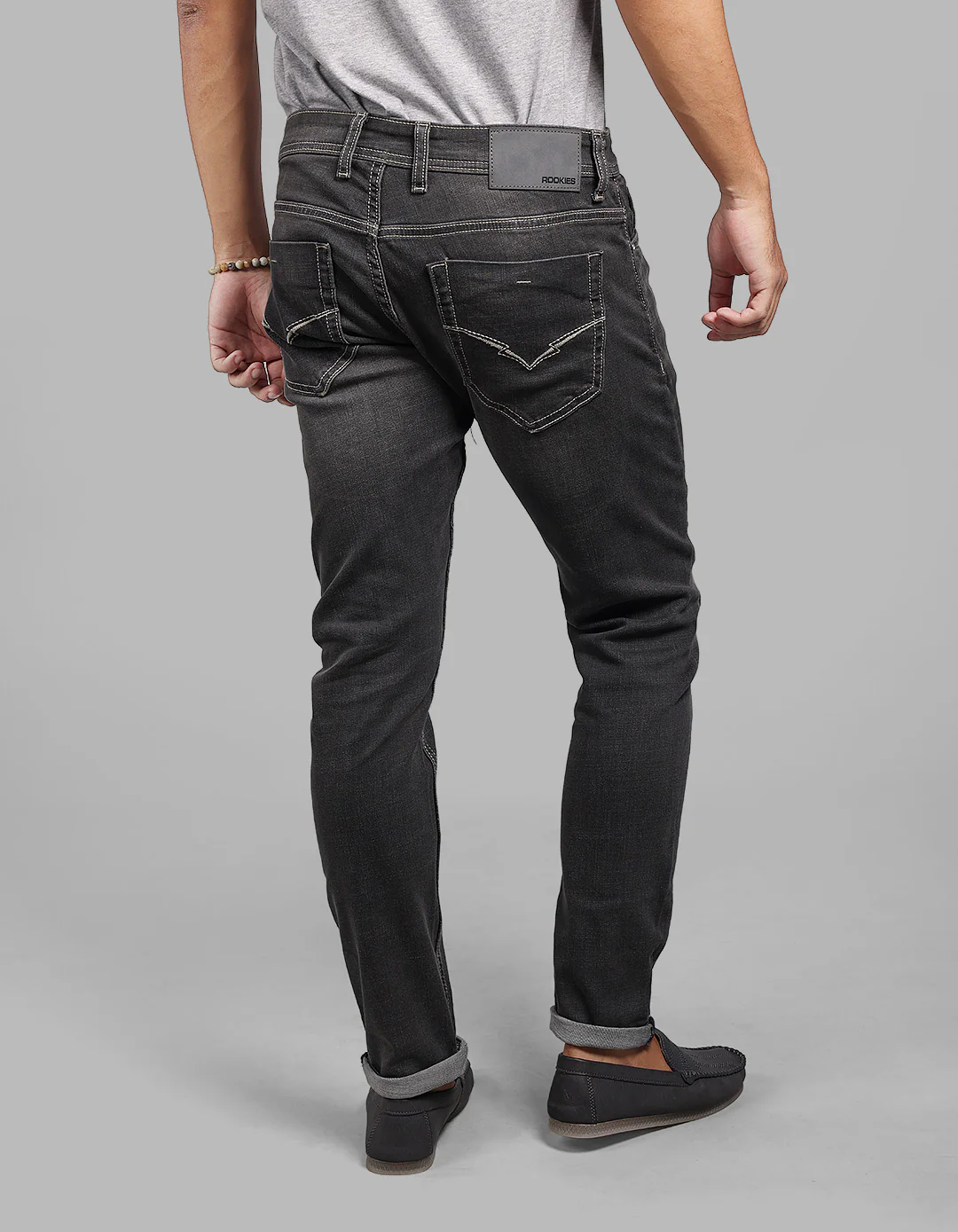 Grey 5 Pocket Low-Rise Ankle Length Stretch Jeans - Image 5