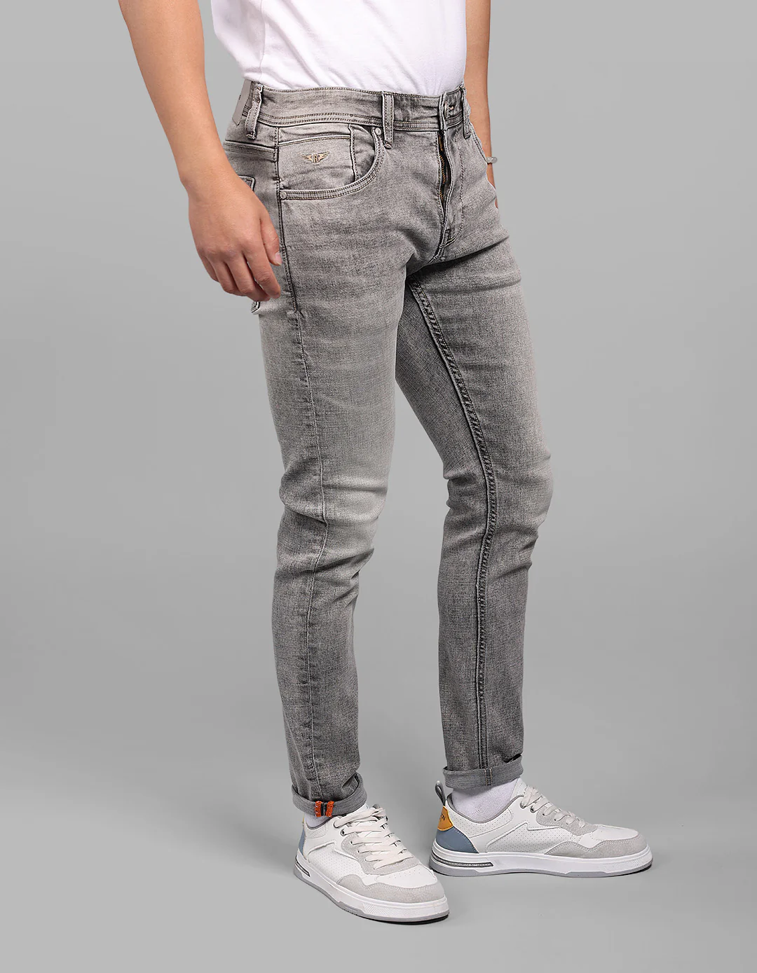 Grey 5 Pocket Low-Rise Ankle Length Stretch Jeans - Image 5
