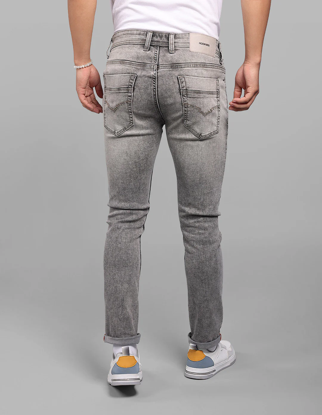 Grey 5 Pocket Low-Rise Ankle Length Stretch Jeans - Image 6