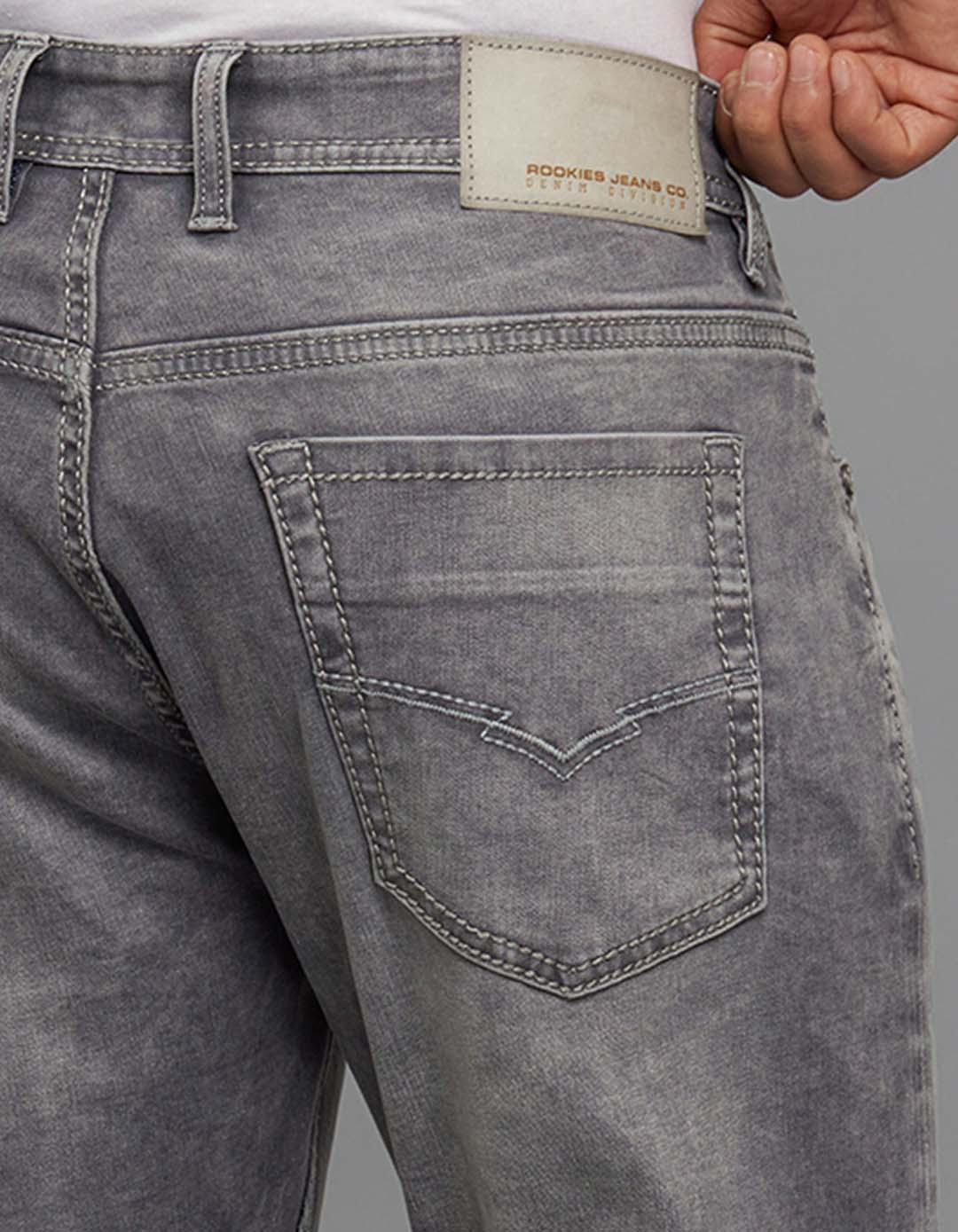 Grey 5 Pocket Low-Rise Ankle Length Stretch Jeans - Image 6