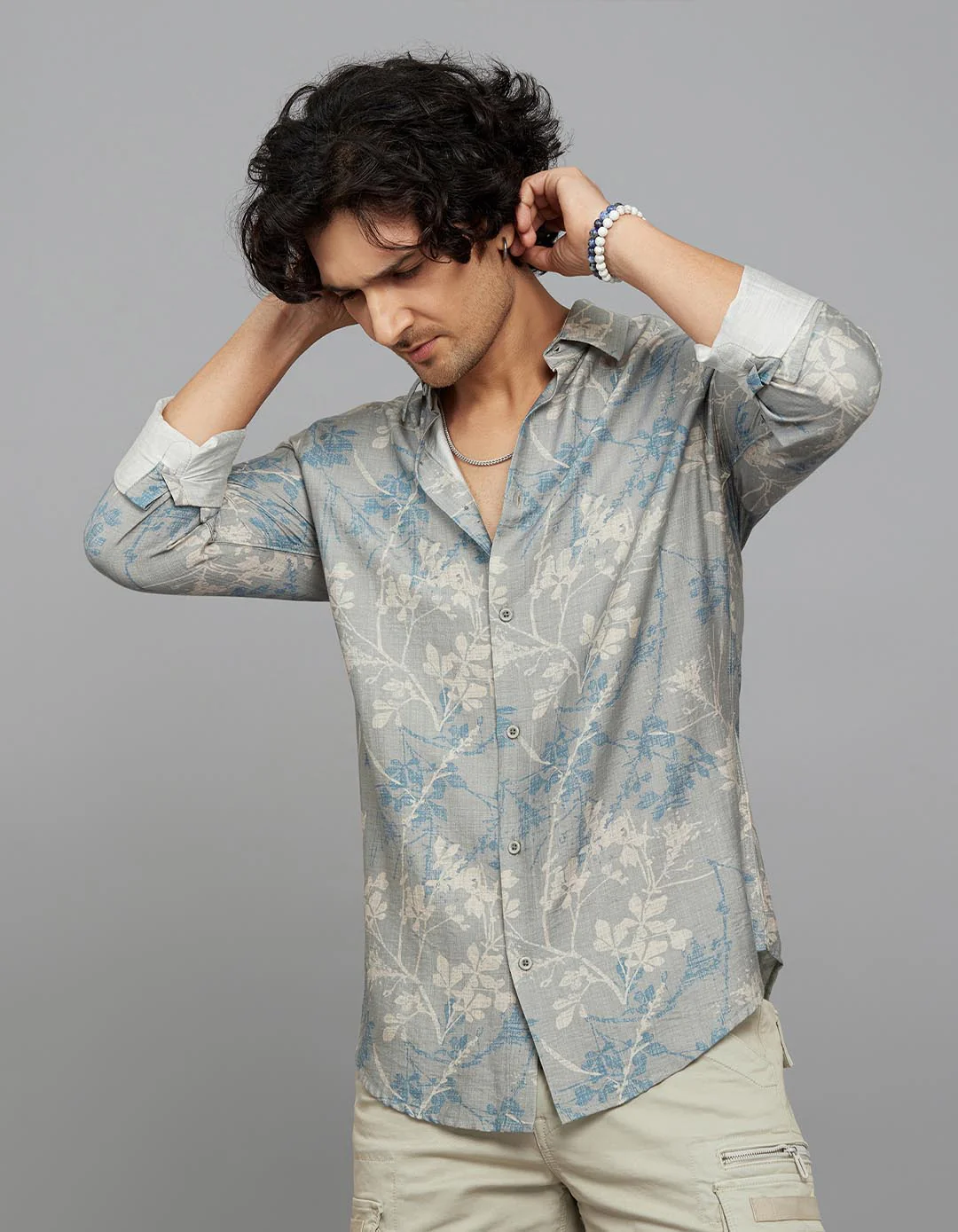 Grey Full Sleeves Printed Shirt - Image 3