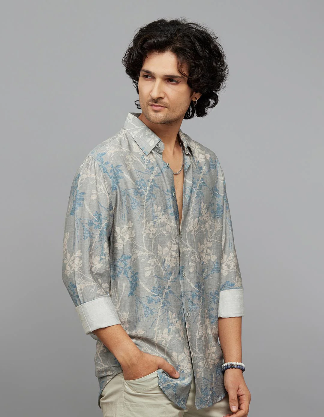 Grey Full Sleeves Printed Shirt - Image 4