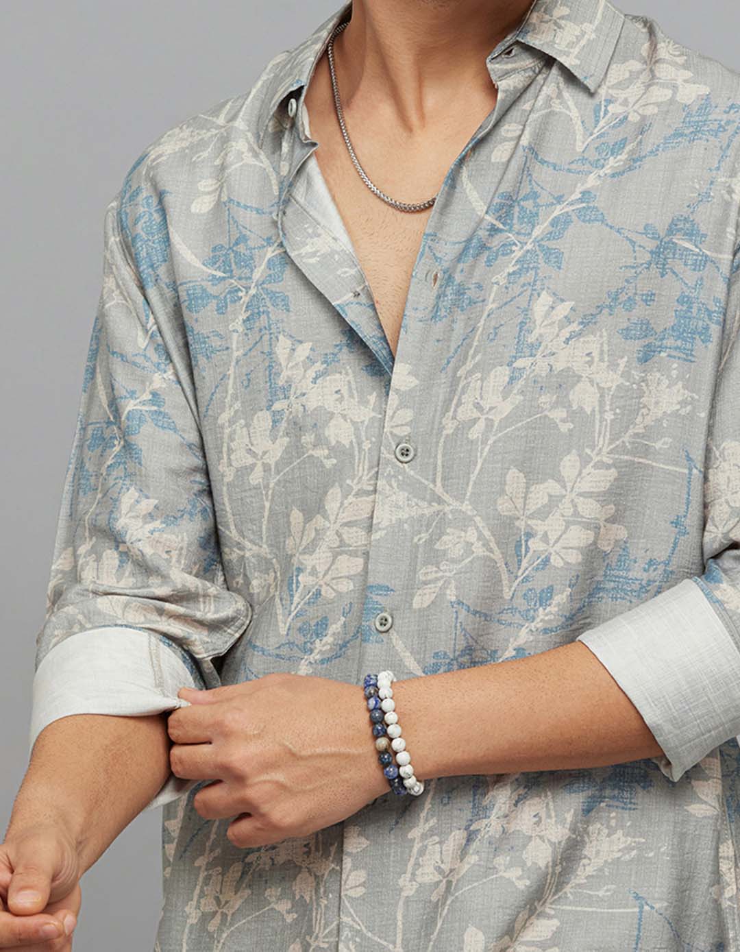Grey Full Sleeves Printed Shirt - Image 6