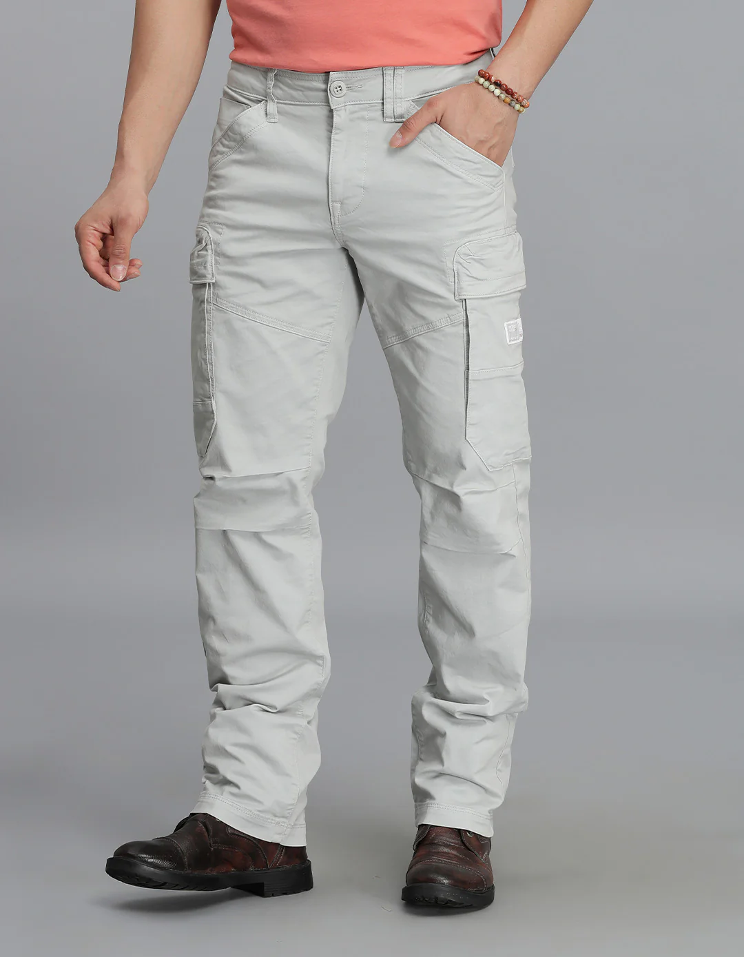 Grey Regular Fit Cargo Pant