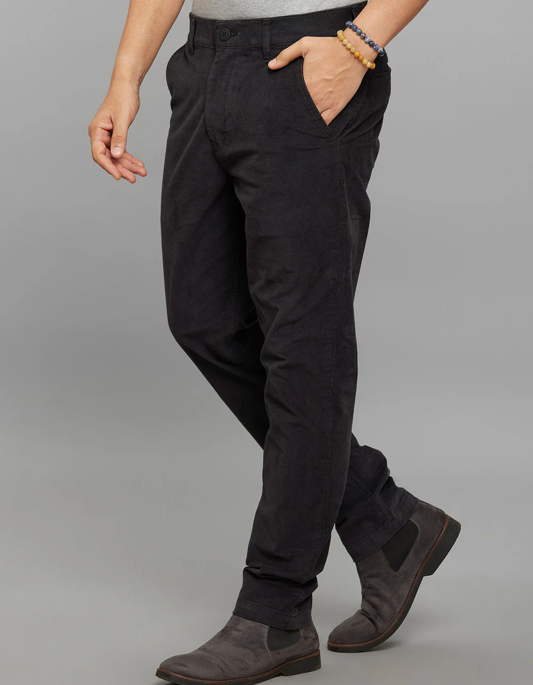 Grey Regular Straight Fit Corduroy Chino - Image 3