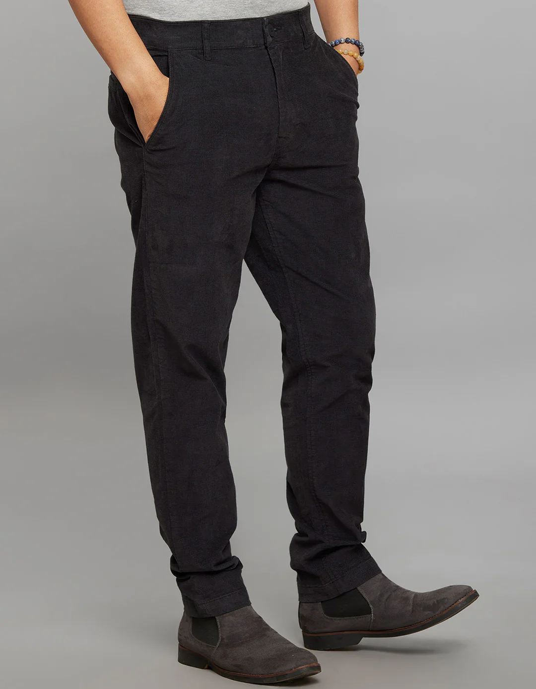 Grey Regular Straight Fit Corduroy Chino - Image 4