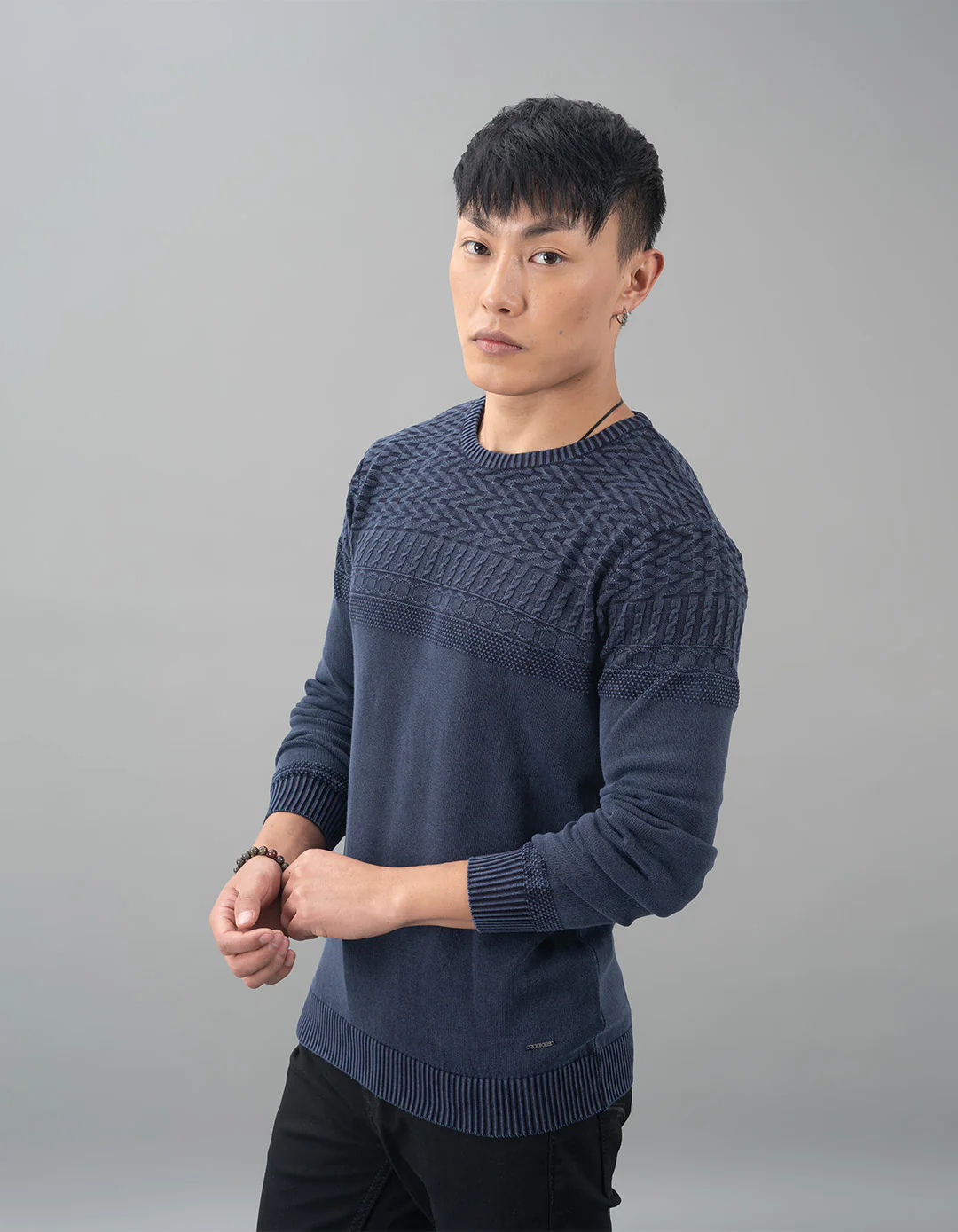 Indigo Round Neck Flatknit Tee - Image 3