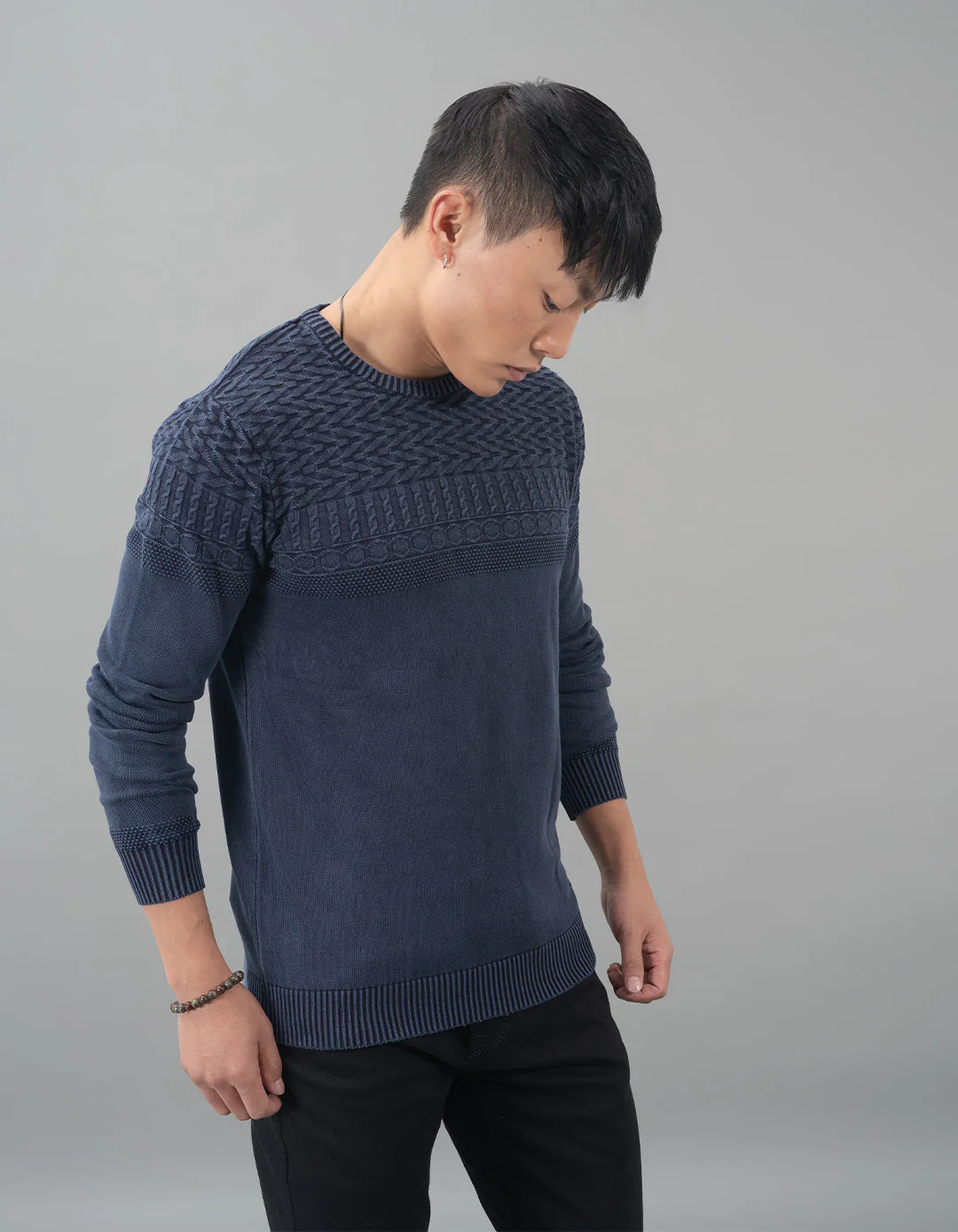 Indigo Round Neck Flatknit Tee - Image 4
