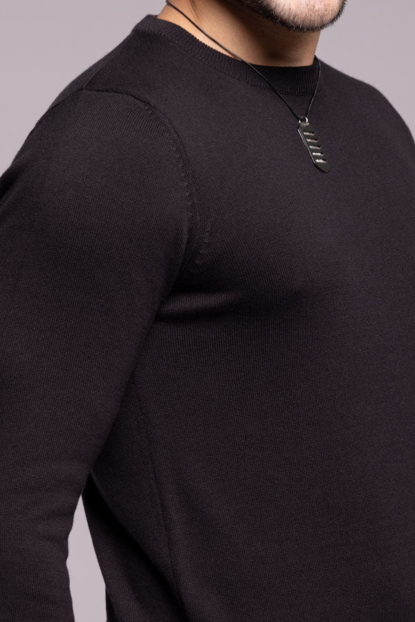 Jet Black Round Neck Flatknit Tee - Image 6