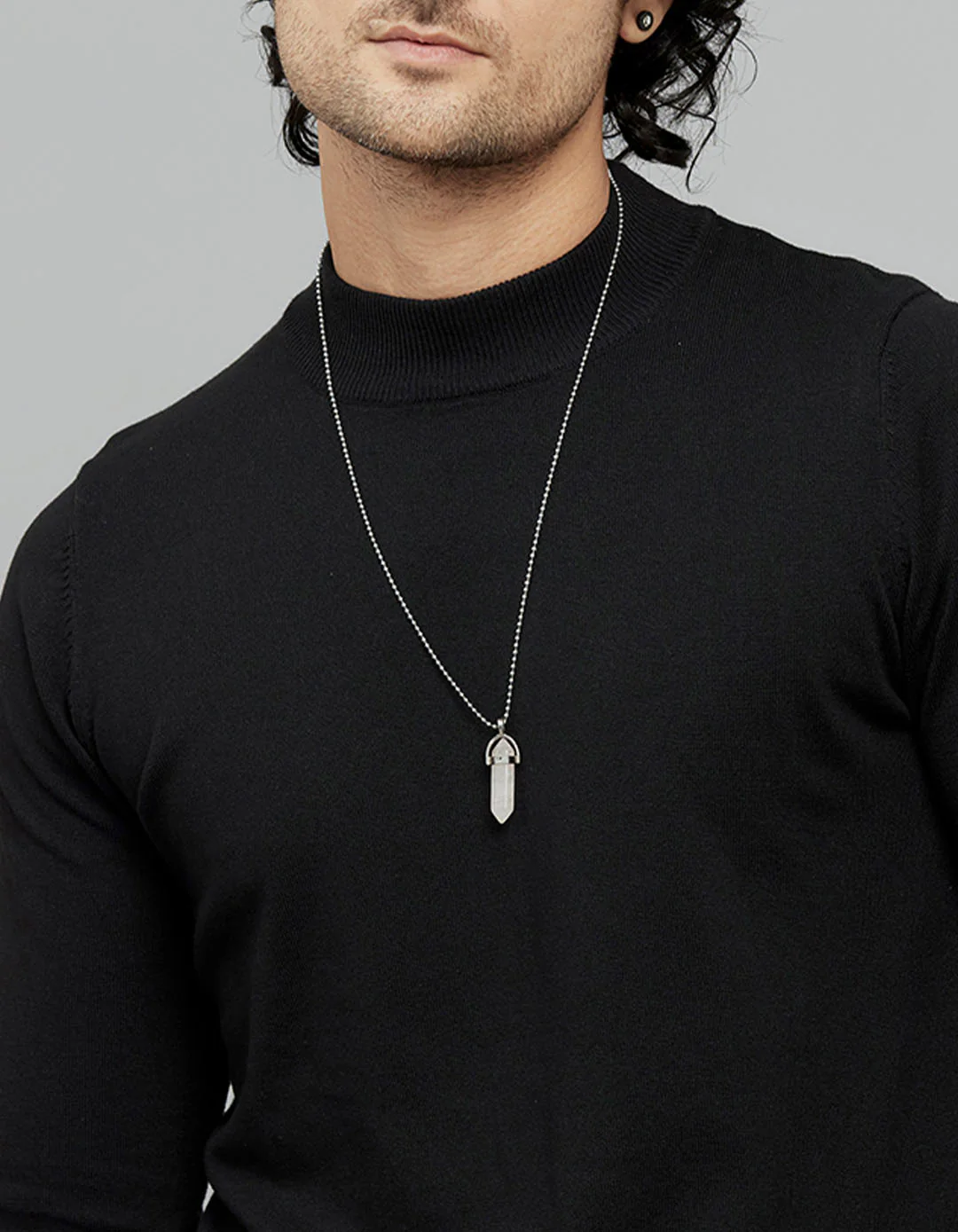 Jet Black Round Neck Full Sleeves Flatknit - Image 3
