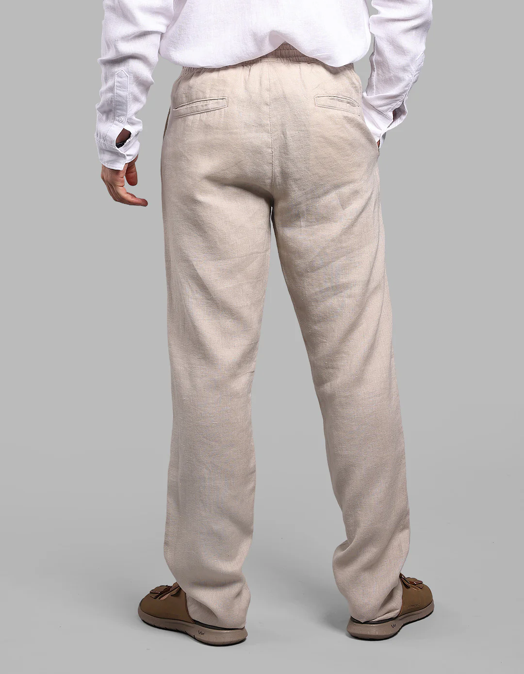 Khaki 100% Linen Pant - Image 4