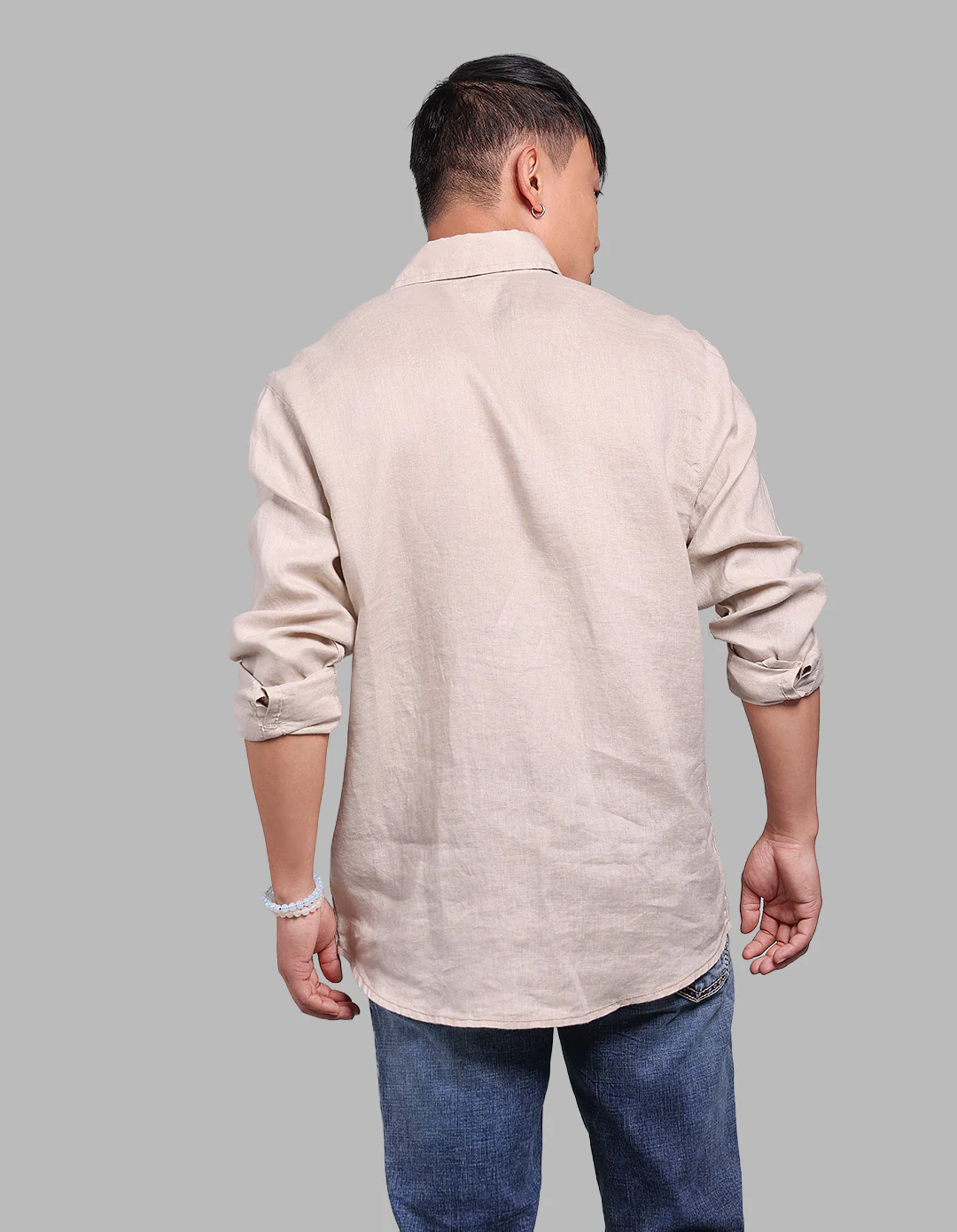 Khaki Full Sleeve 100% Linen Shirt - Image 5