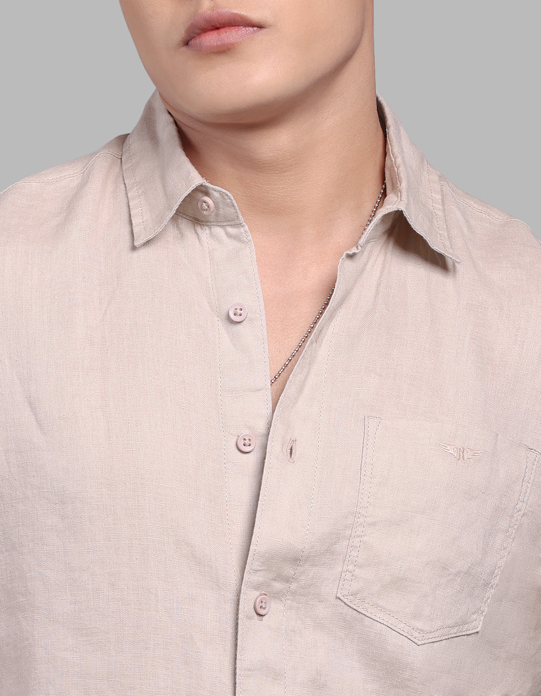 Khaki Full Sleeve 100% Linen Shirt - Image 6