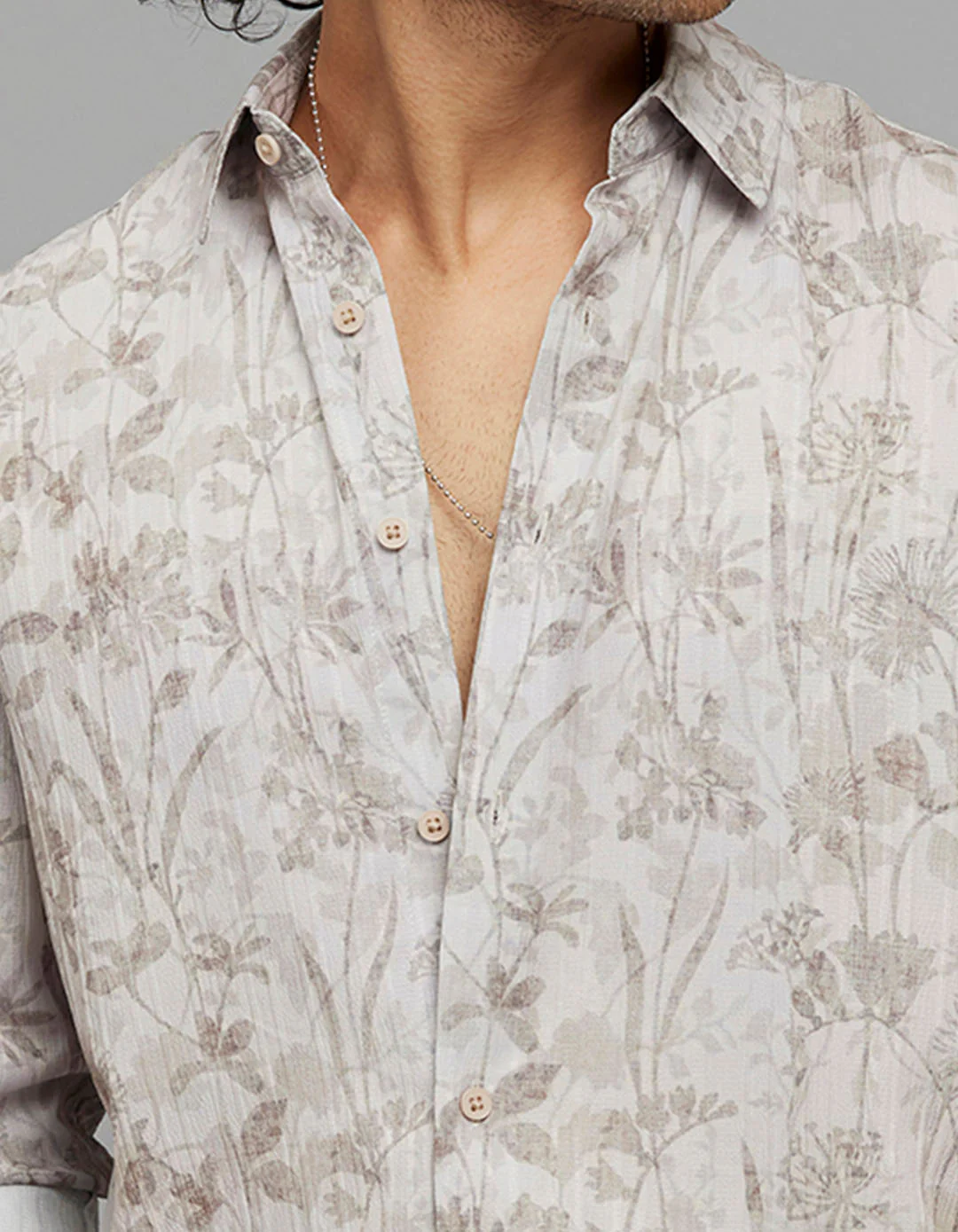 Khaki Full Sleeves Printed Shirt - Image 5