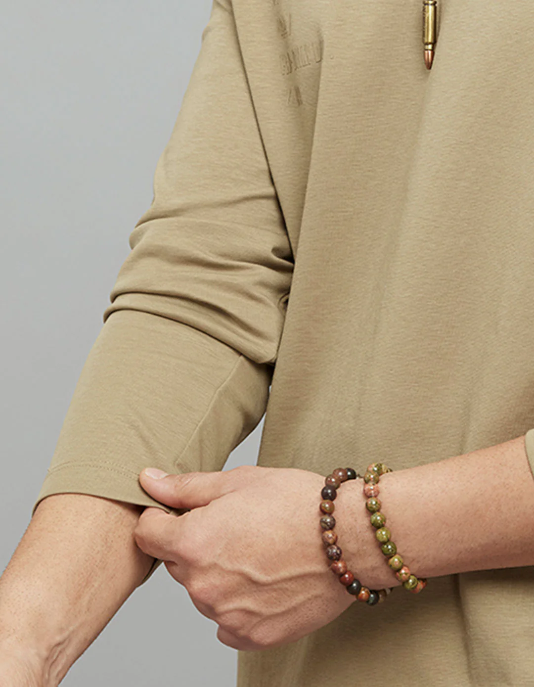 Khaki Full Sleeves Round Neck Tee - Image 5