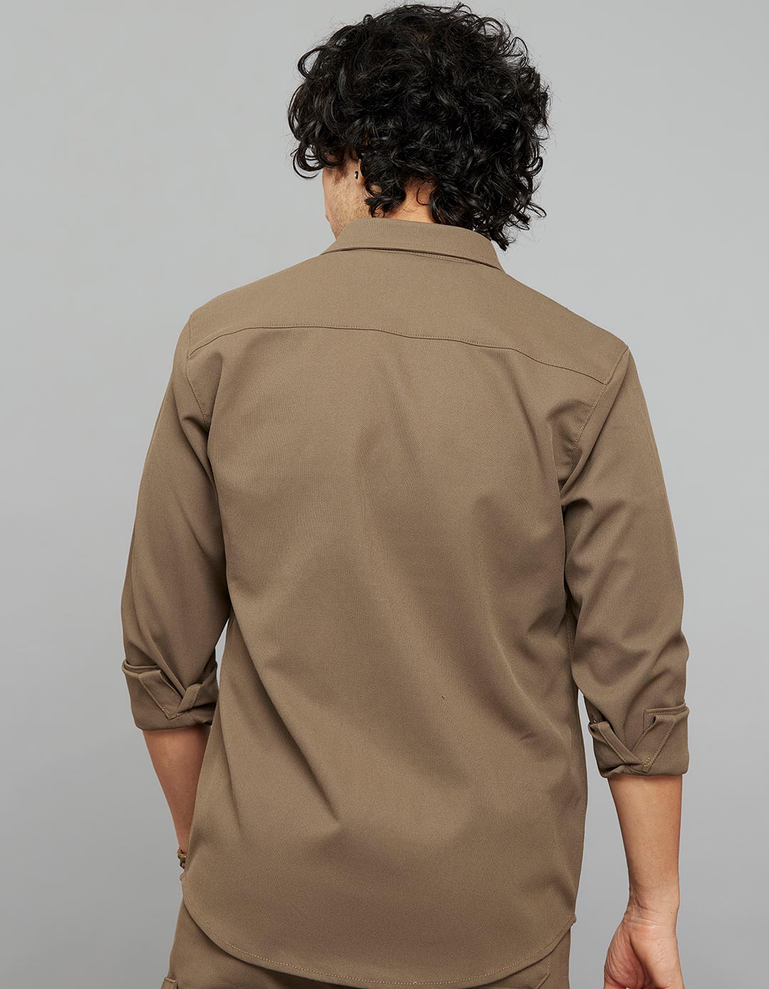 Khaki Full Sleeves Snap Button Front Closure Shacket - Image 7