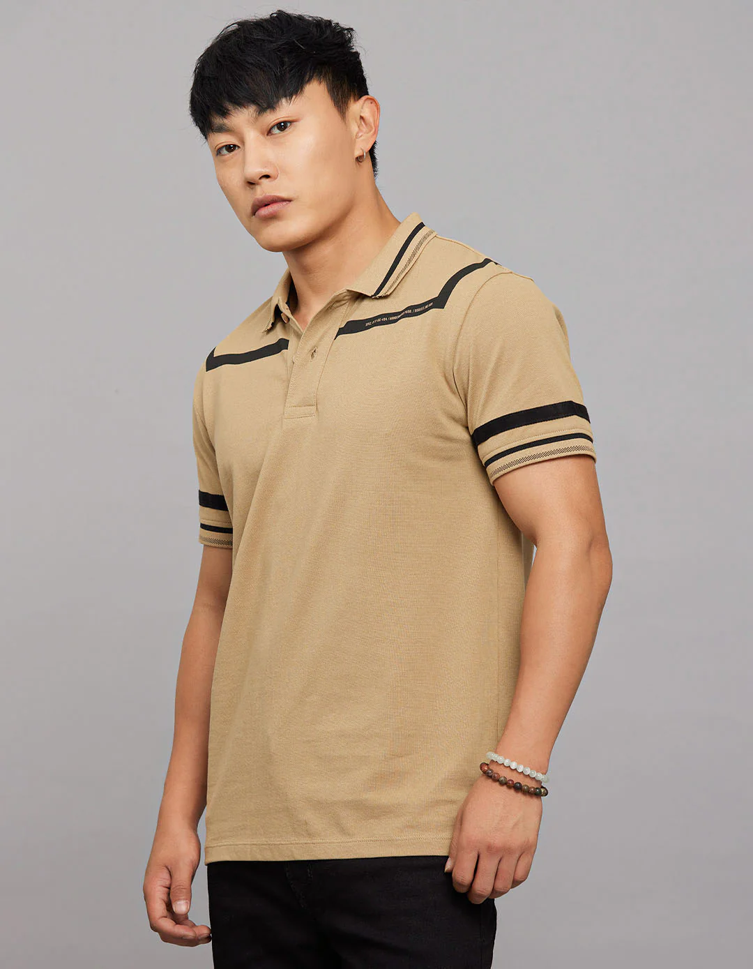 Khaki Half Sleeves Pique Polo Tee - Image 3