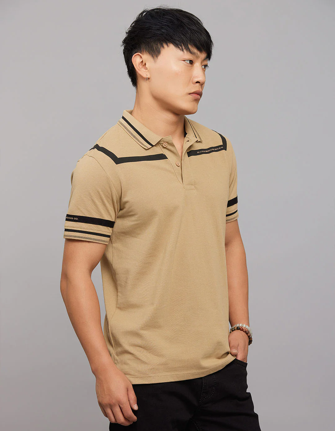 Khaki Half Sleeves Pique Polo Tee - Image 4
