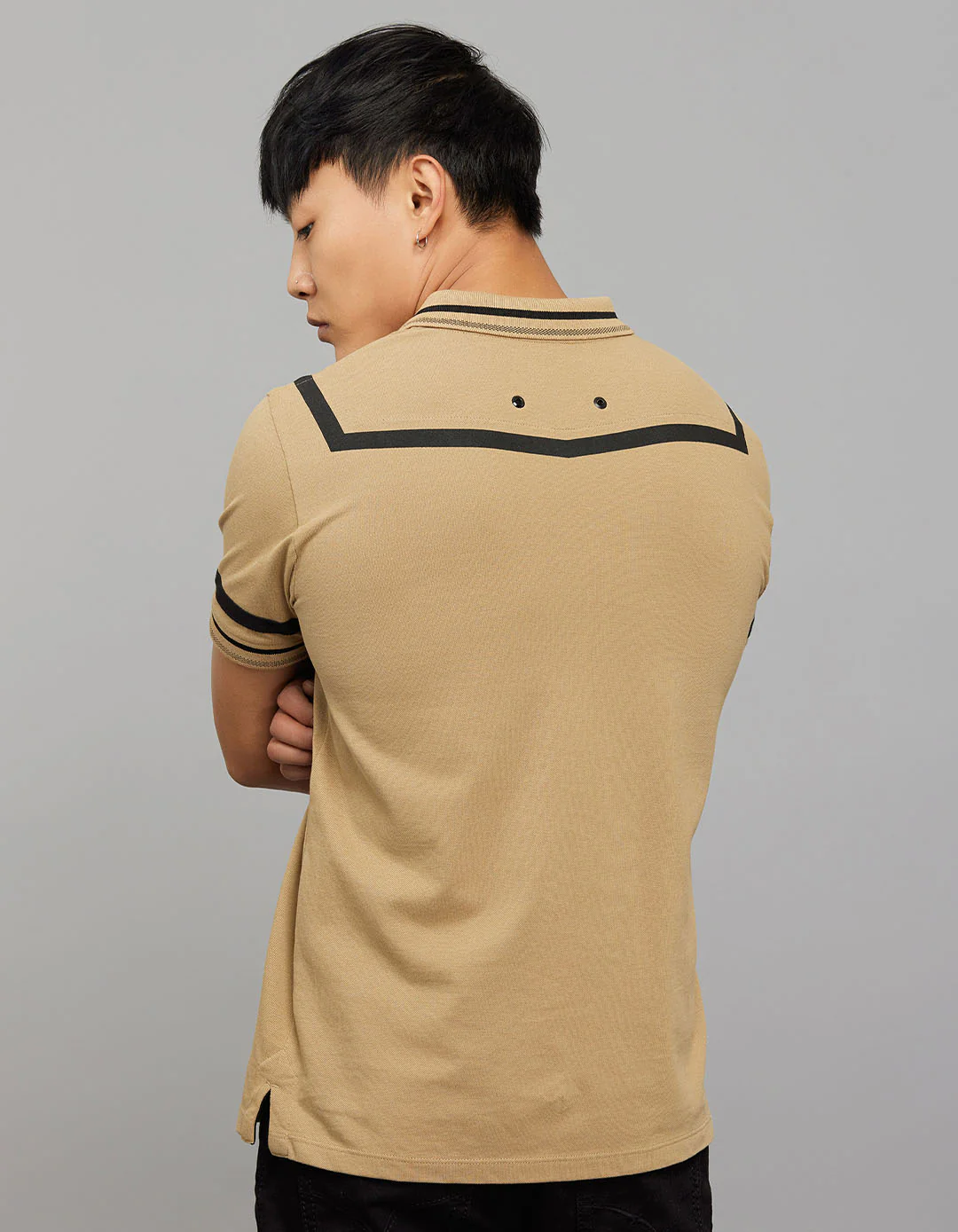 Khaki Half Sleeves Pique Polo Tee - Image 7