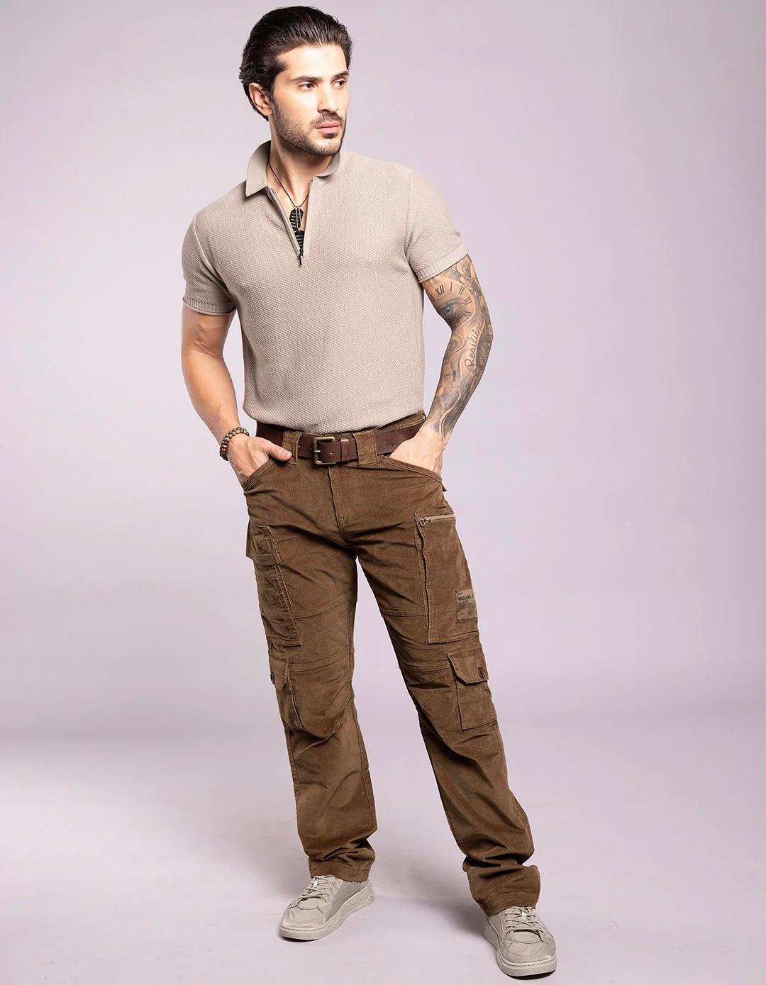 Khaki Regular Fit Cargo Pant - Image 2