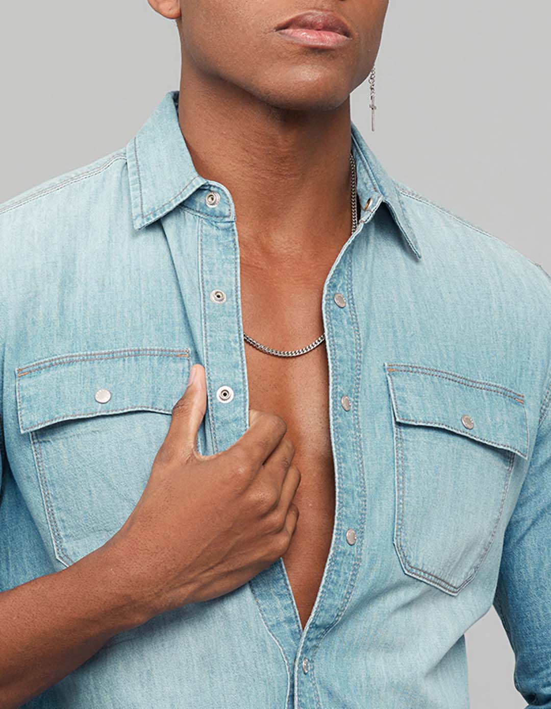 Light Blue Full Sleeves Denim Shirt - Image 5