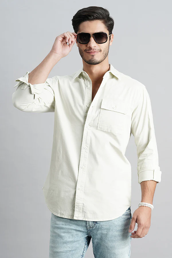 Light Lemon Full Sleeve Solid Shirt
