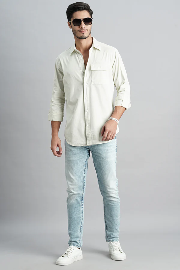 Light Lemon Full Sleeve Solid Shirt - Image 2