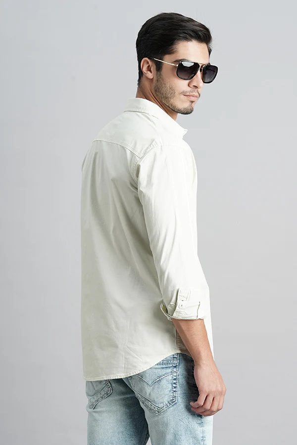 Light Lemon Full Sleeve Solid Shirt - Image 4