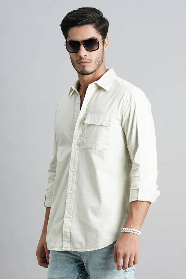 Light Lemon Full Sleeve Solid Shirt - Image 5