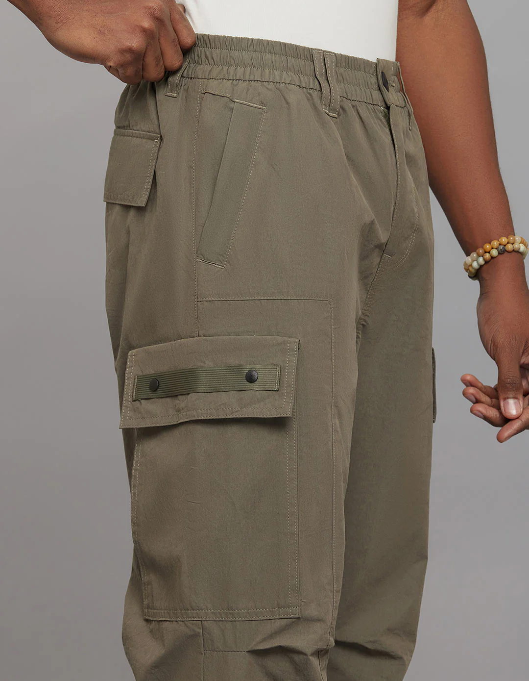 Light Olive Comfort Straight Fit Athliesure Cargo Pants - Image 4