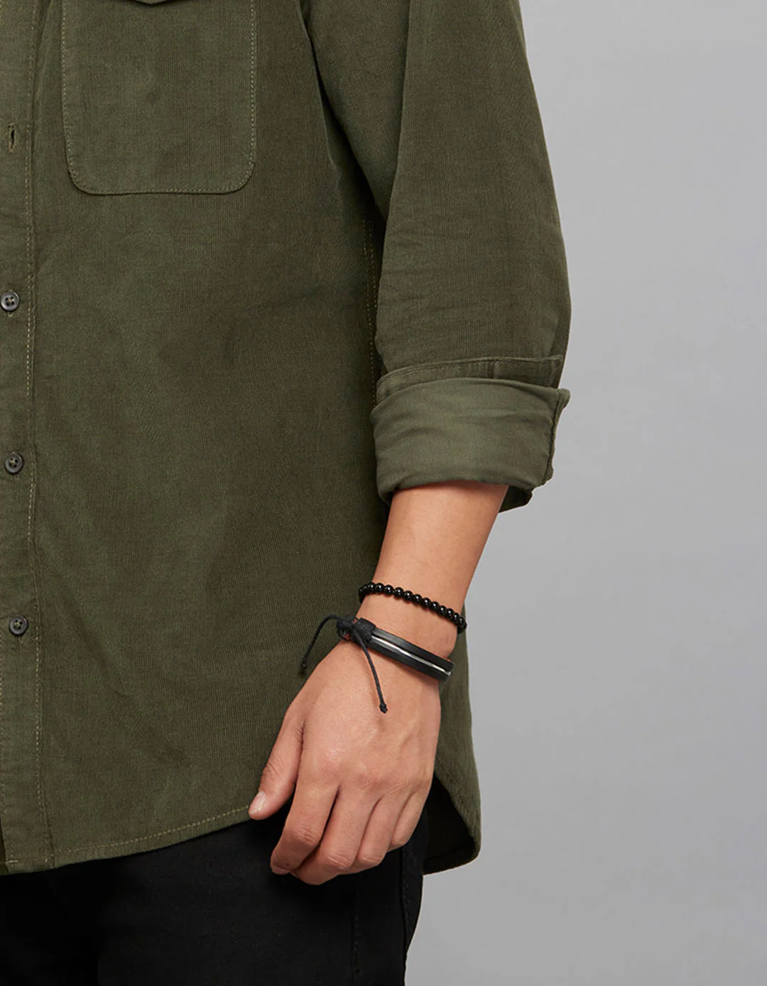 Light Olive 100% Cotton Full Sleeves Corduroy Shirt - Image 6