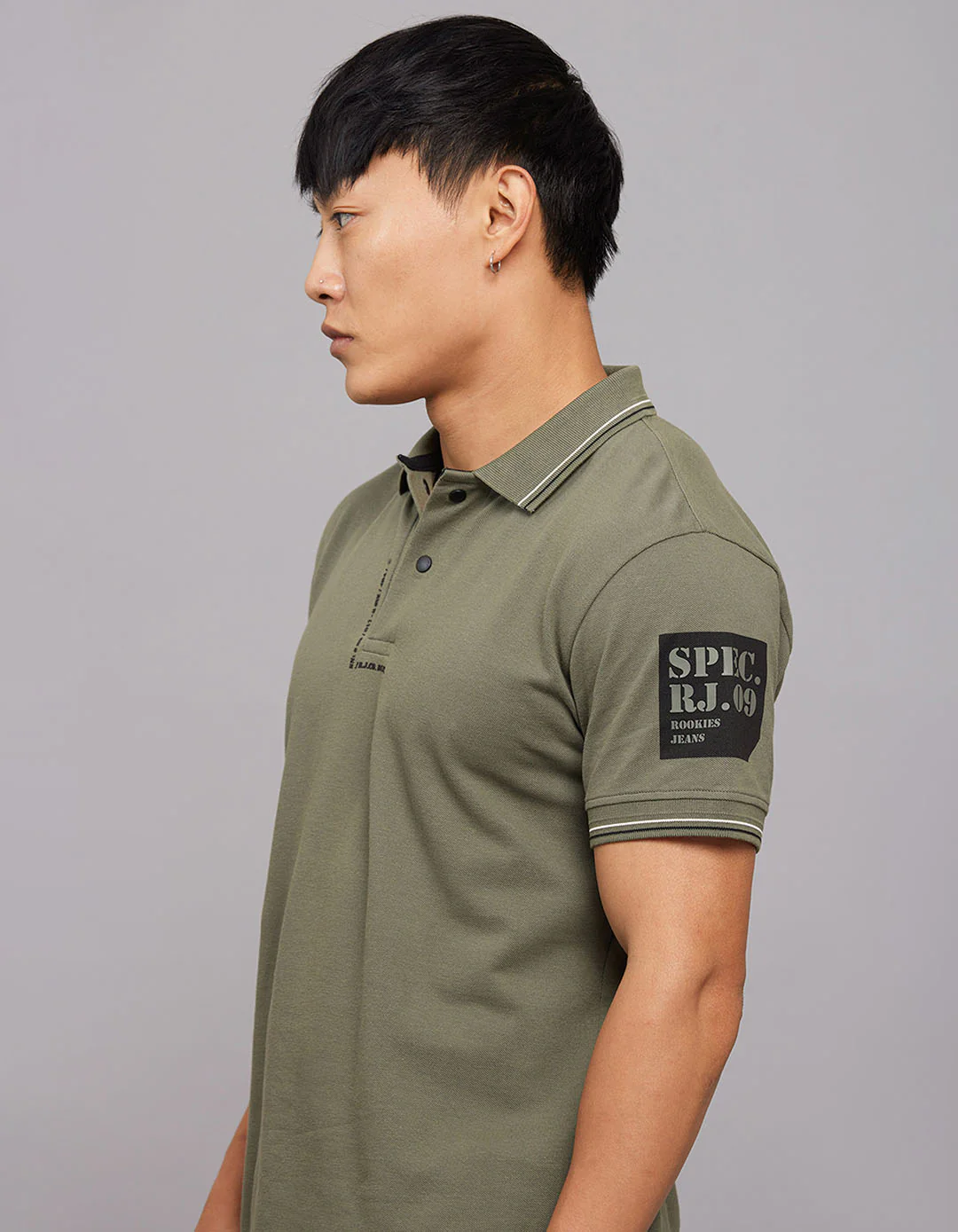 Light Olive Half Sleeves Pique Polo Tee - Image 4