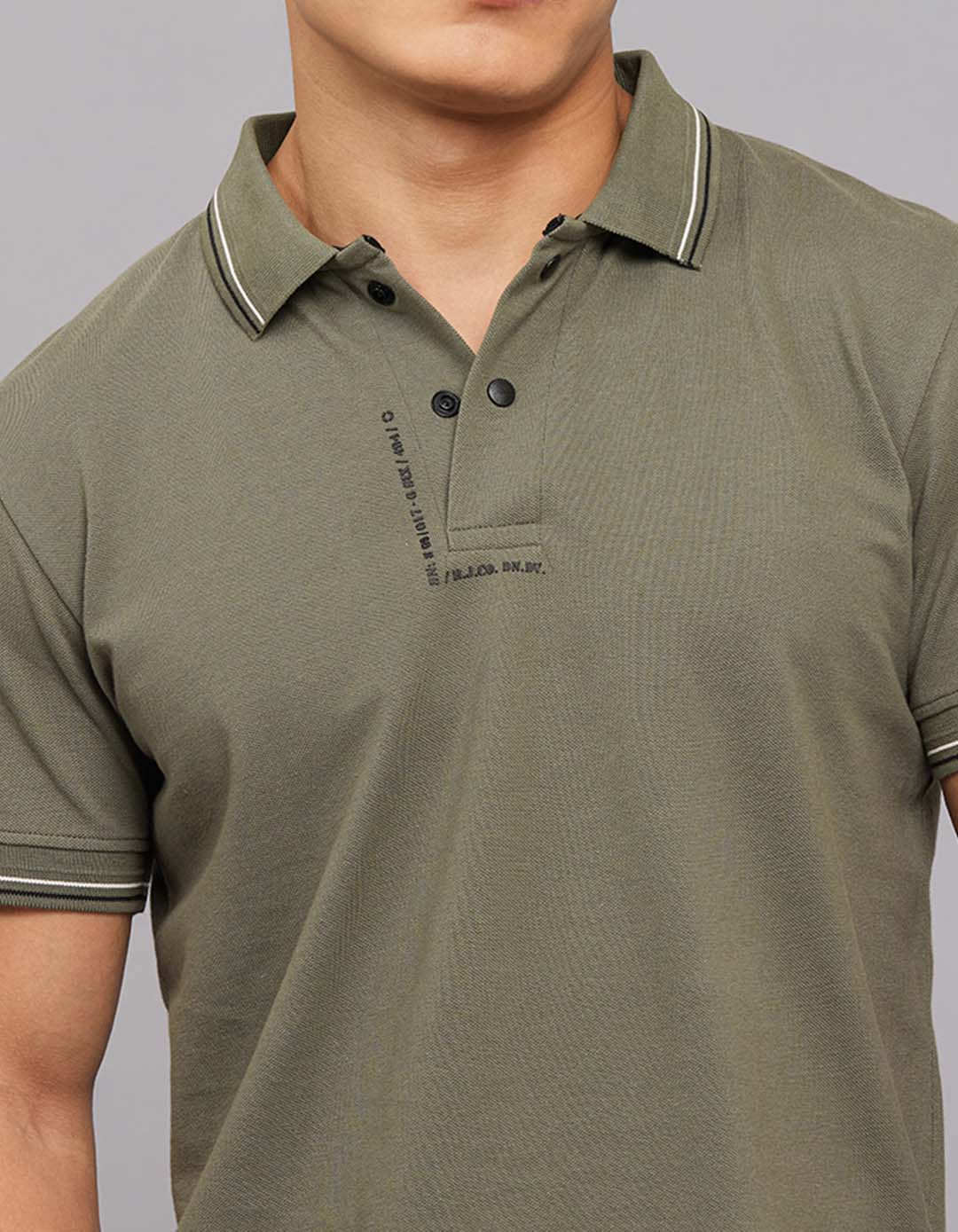 Light Olive Half Sleeves Pique Polo Tee - Image 5