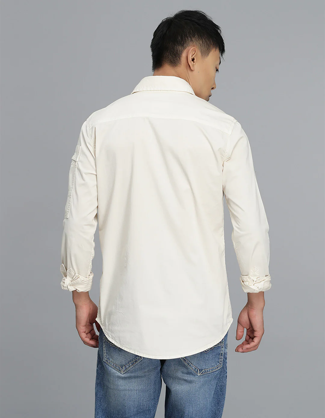 Lt Beige Full Sleeves Cargo Shirt - Image 6