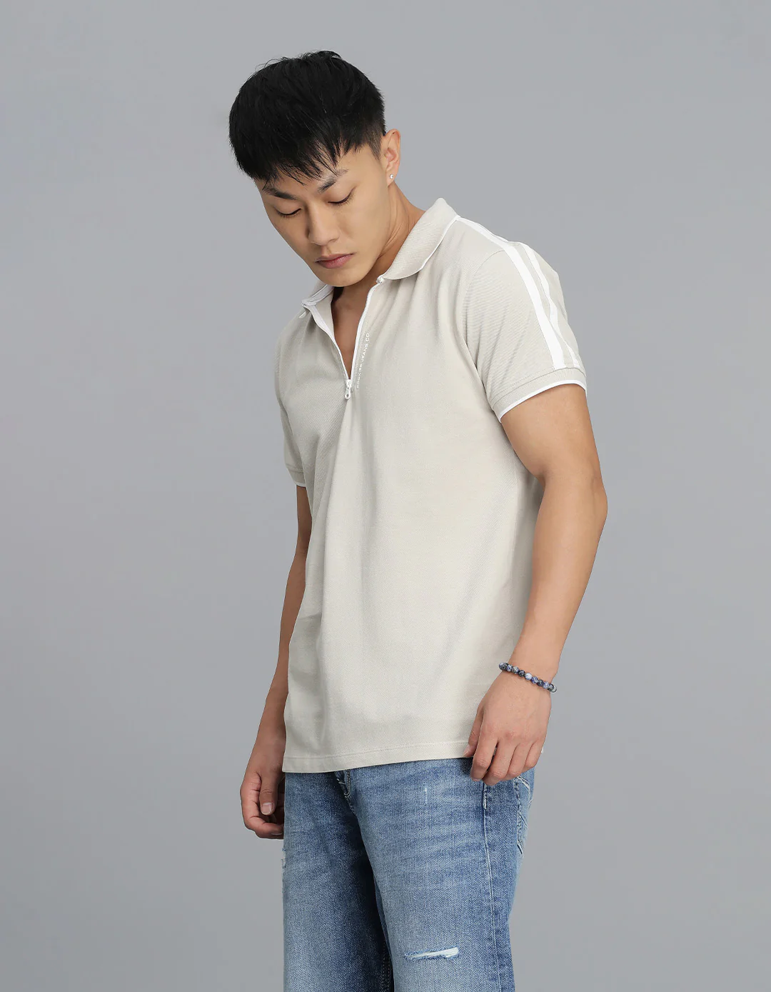 Lt Beige Half Sleeves Pique Polo Tee