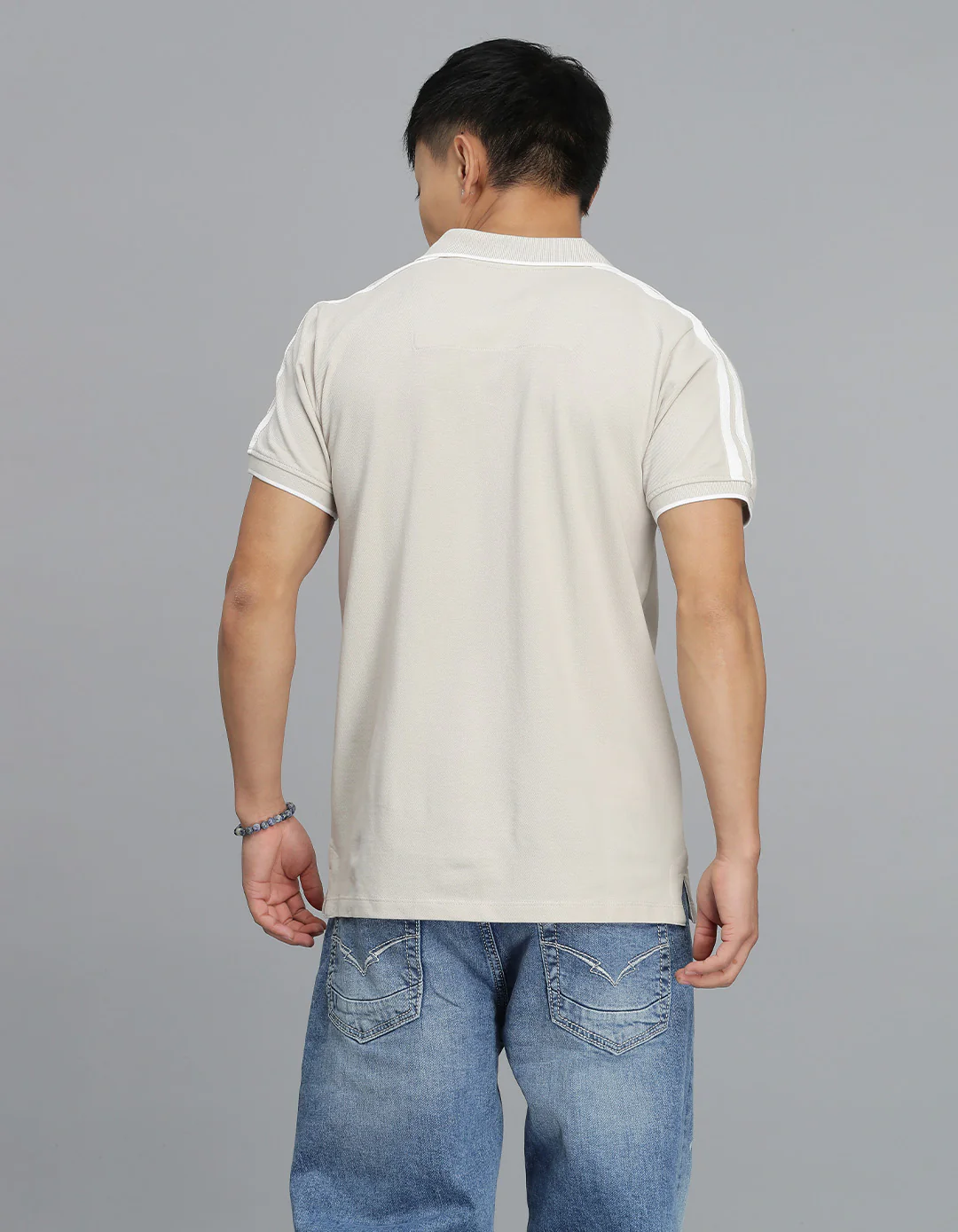 Lt Beige Half Sleeves Pique Polo Tee - Image 3