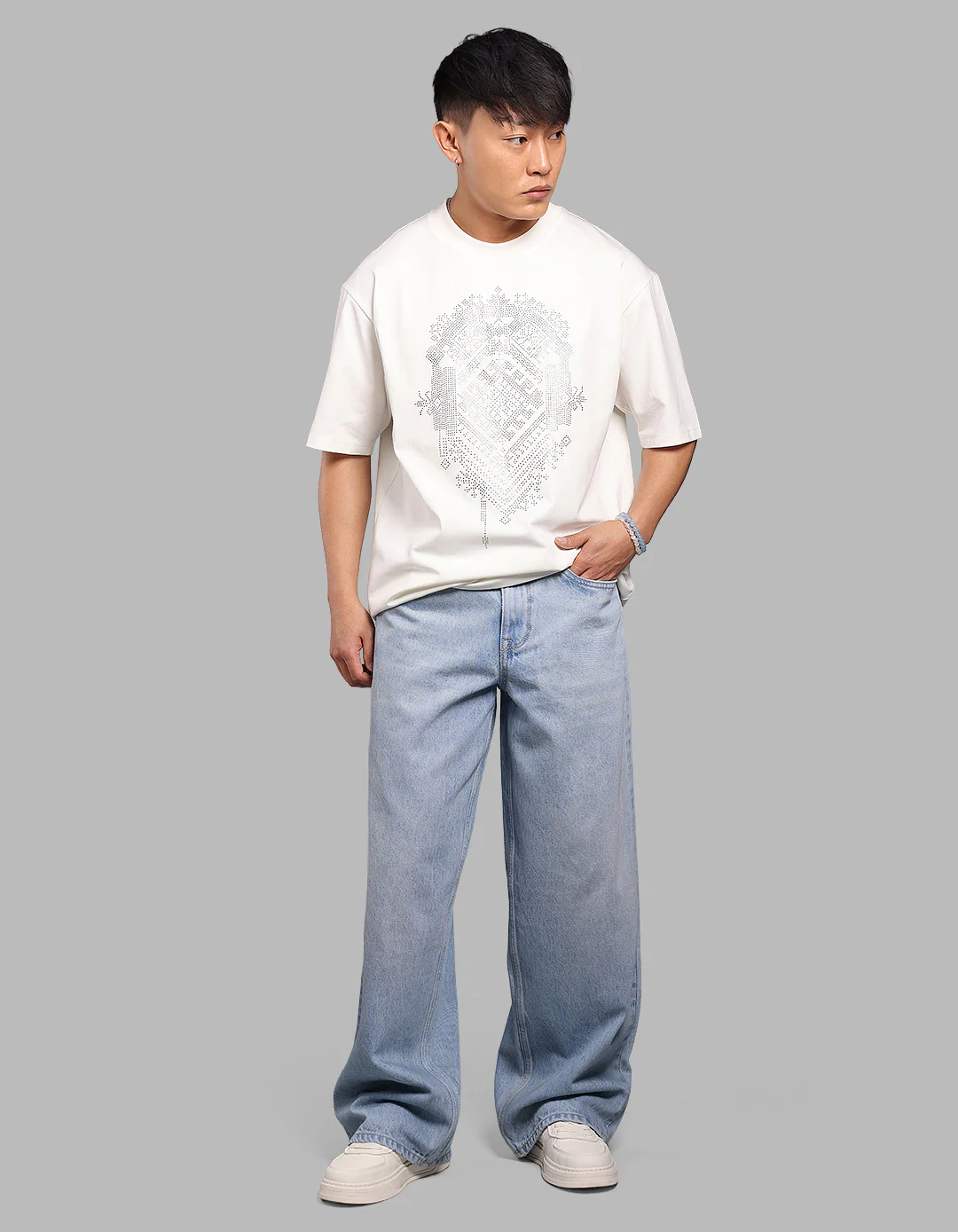 Lt Blue 5 Pocket Extra Loose Fit Jeans - Image 3