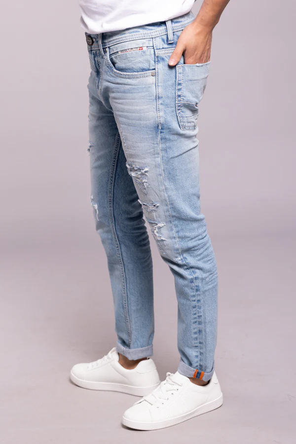 Lt Blue 5 Pocket Low-Rise Ankle Length Jeans - Image 3
