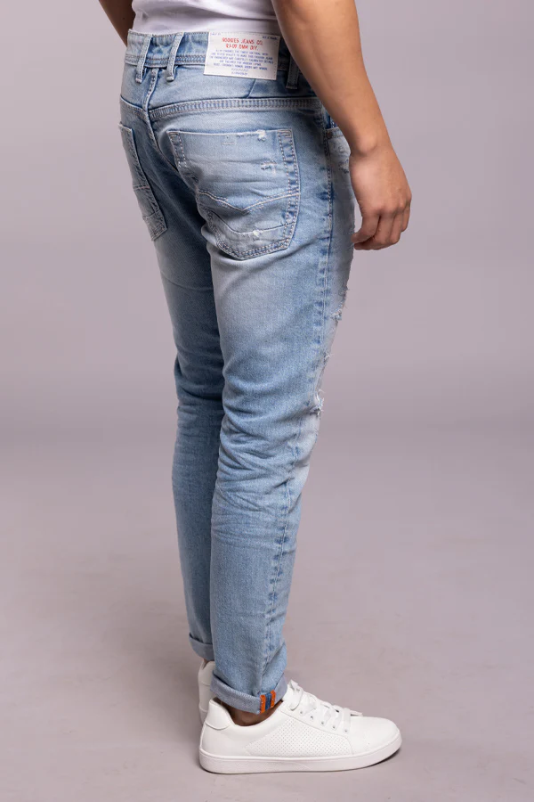 Lt Blue 5 Pocket Low-Rise Ankle Length Jeans - Image 4