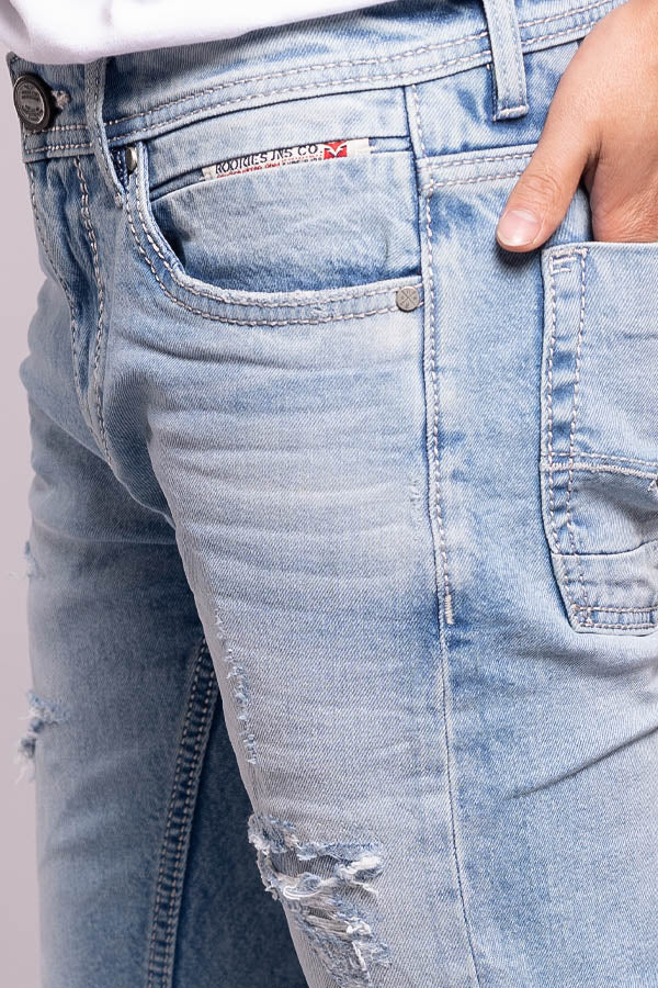 Lt Blue 5 Pocket Low-Rise Ankle Length Jeans - Image 6